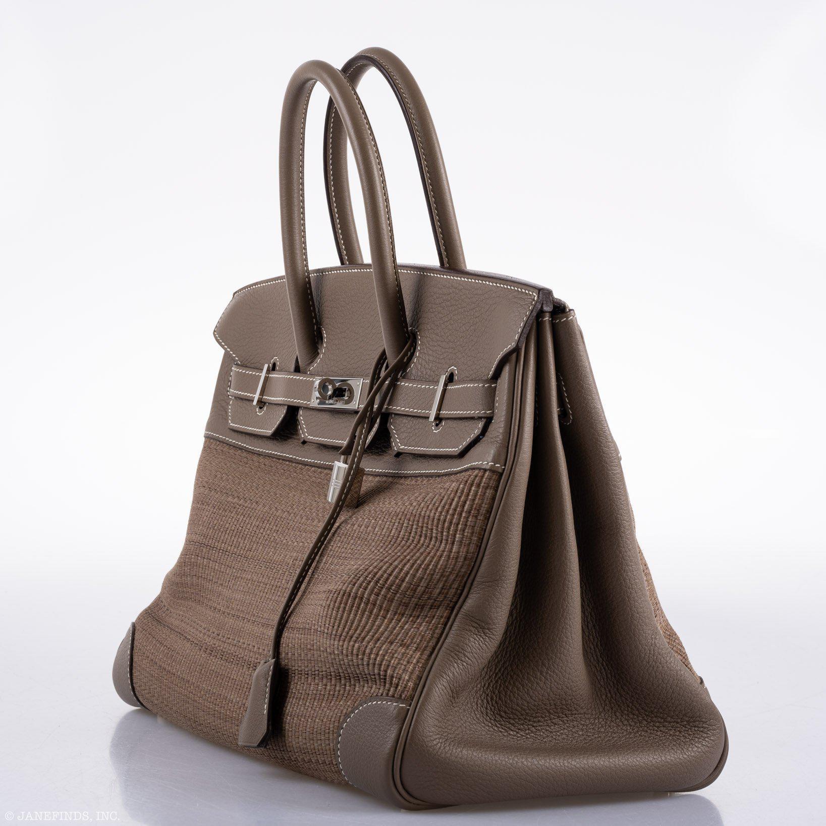 Hermès Birkin 35 Crinoline & Etoupe Clemence with Palladium Hardware