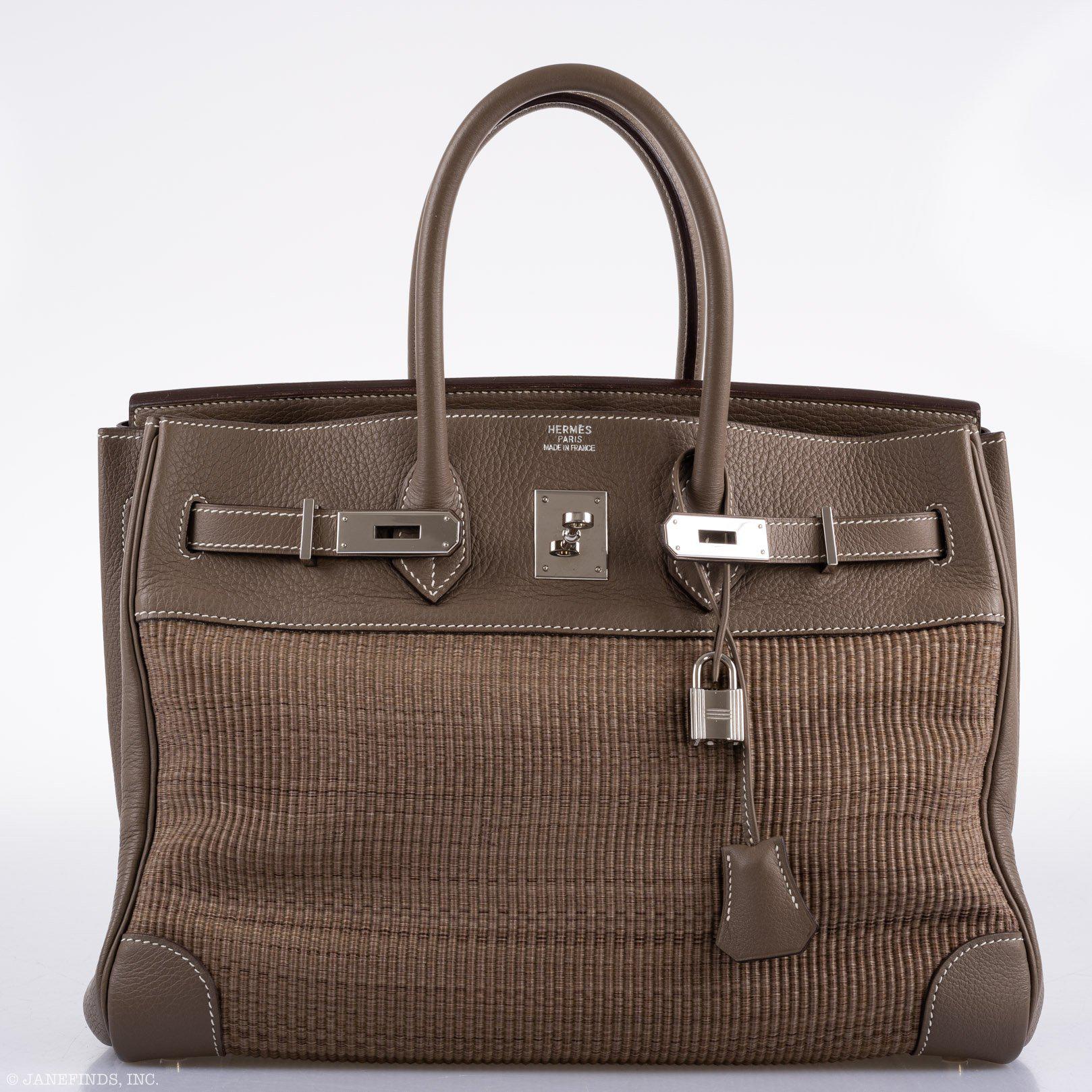 Hermès Birkin 35 Crinoline & Etoupe Clemence with Palladium Hardware