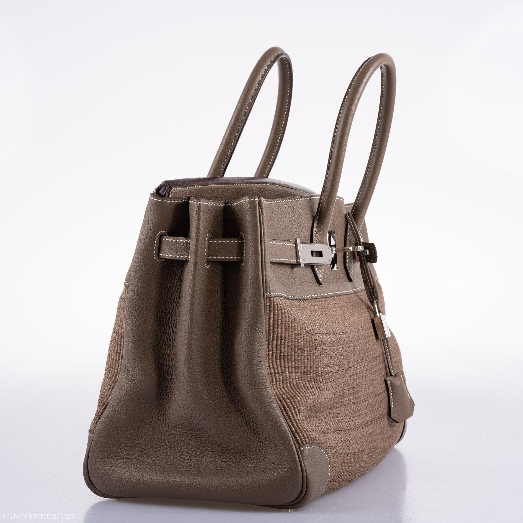 Hermès Birkin 35 Crinoline & Etoupe Clemence with Palladium Hardware