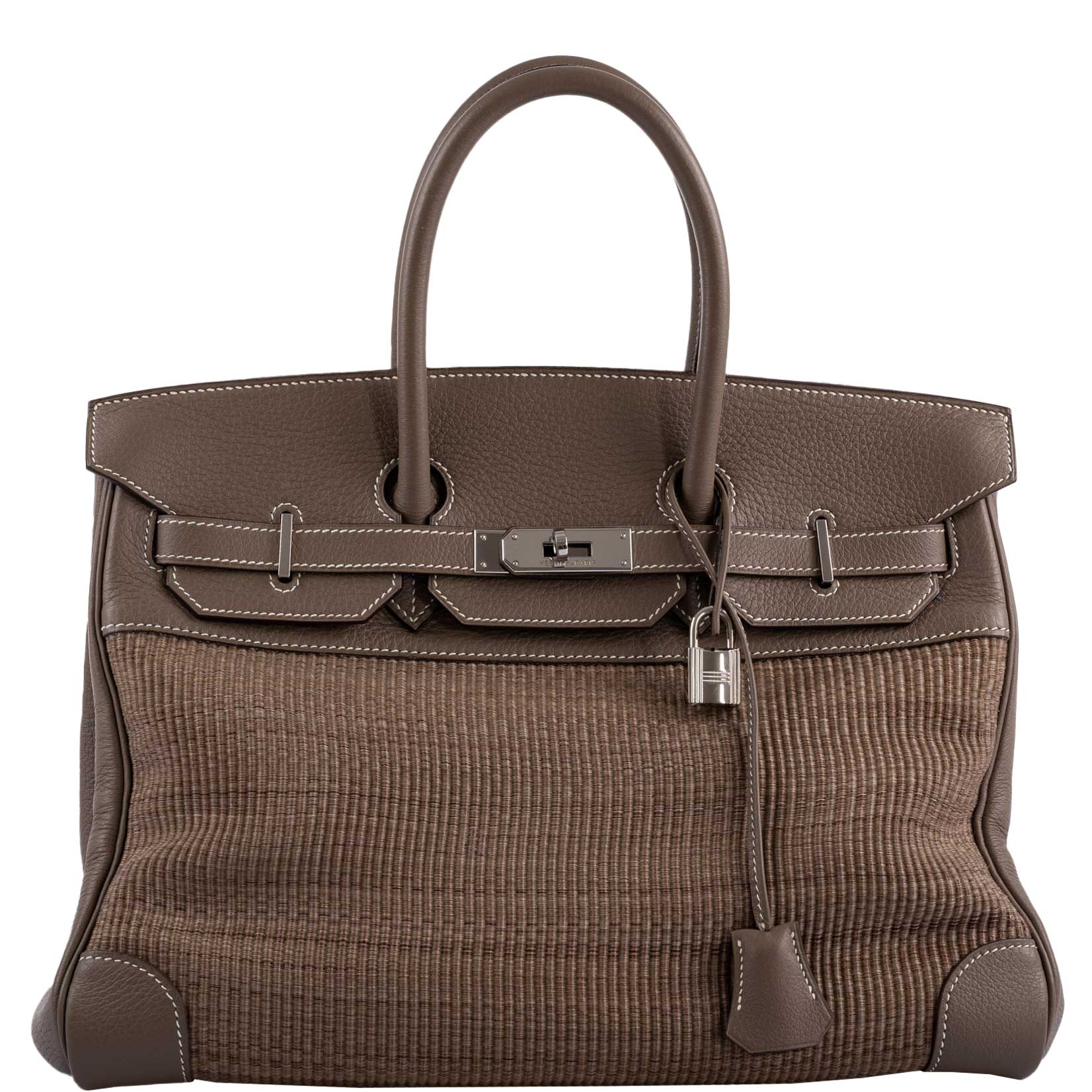 Herm s Birkin 35 Crinoline Etoupe Clemence with Palladium Hardware