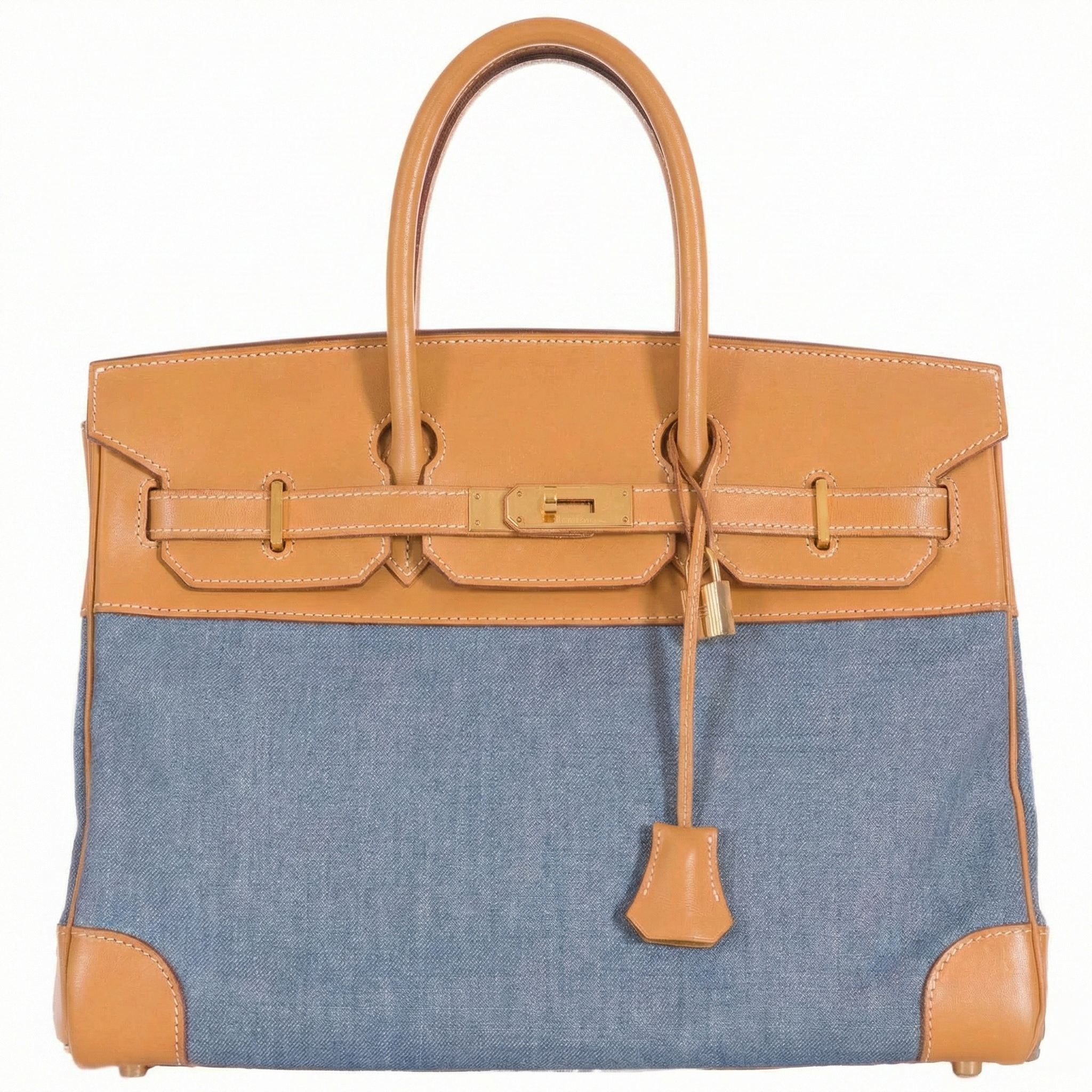 Hermès Birkin 35 Denim & Vache Naturelle Gold Hardware