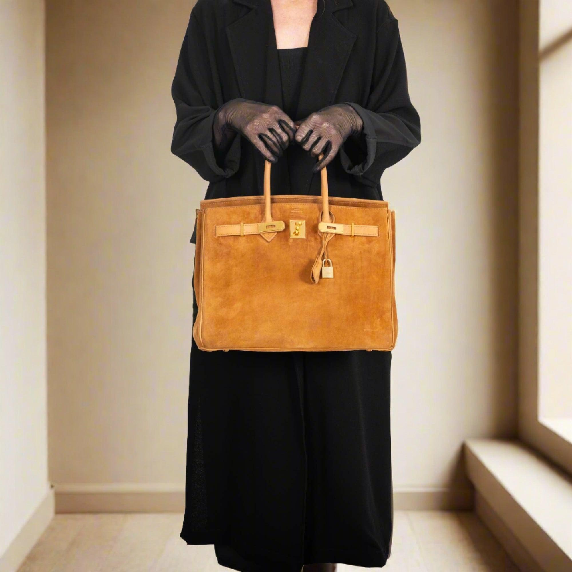 Hermès Birkin 35 Fauve Doblis Suede & Nubuck with Gold Hardware
