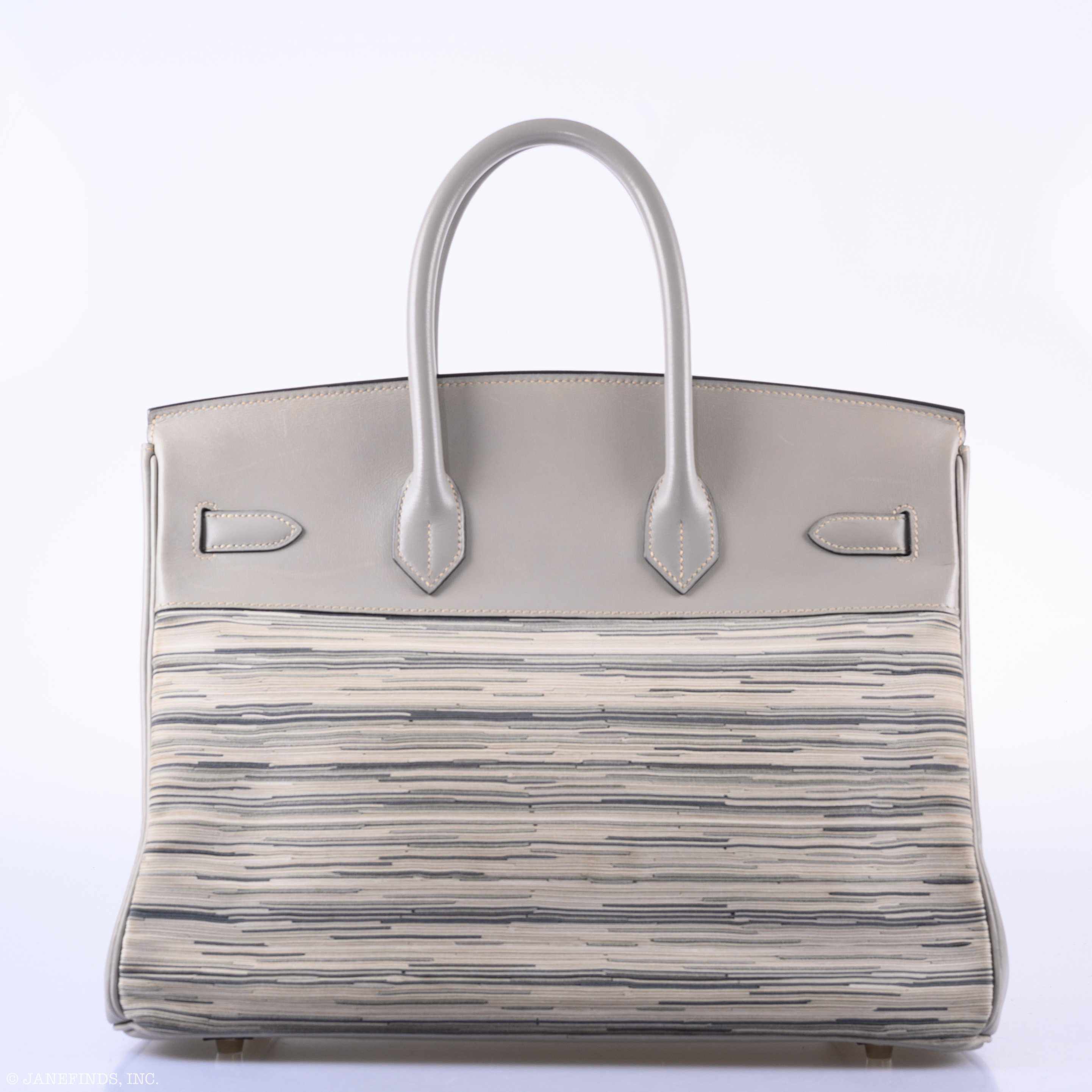 Hermès Birkin 35 Gray Vibrato and Gris Perle Box Palladium Hardware