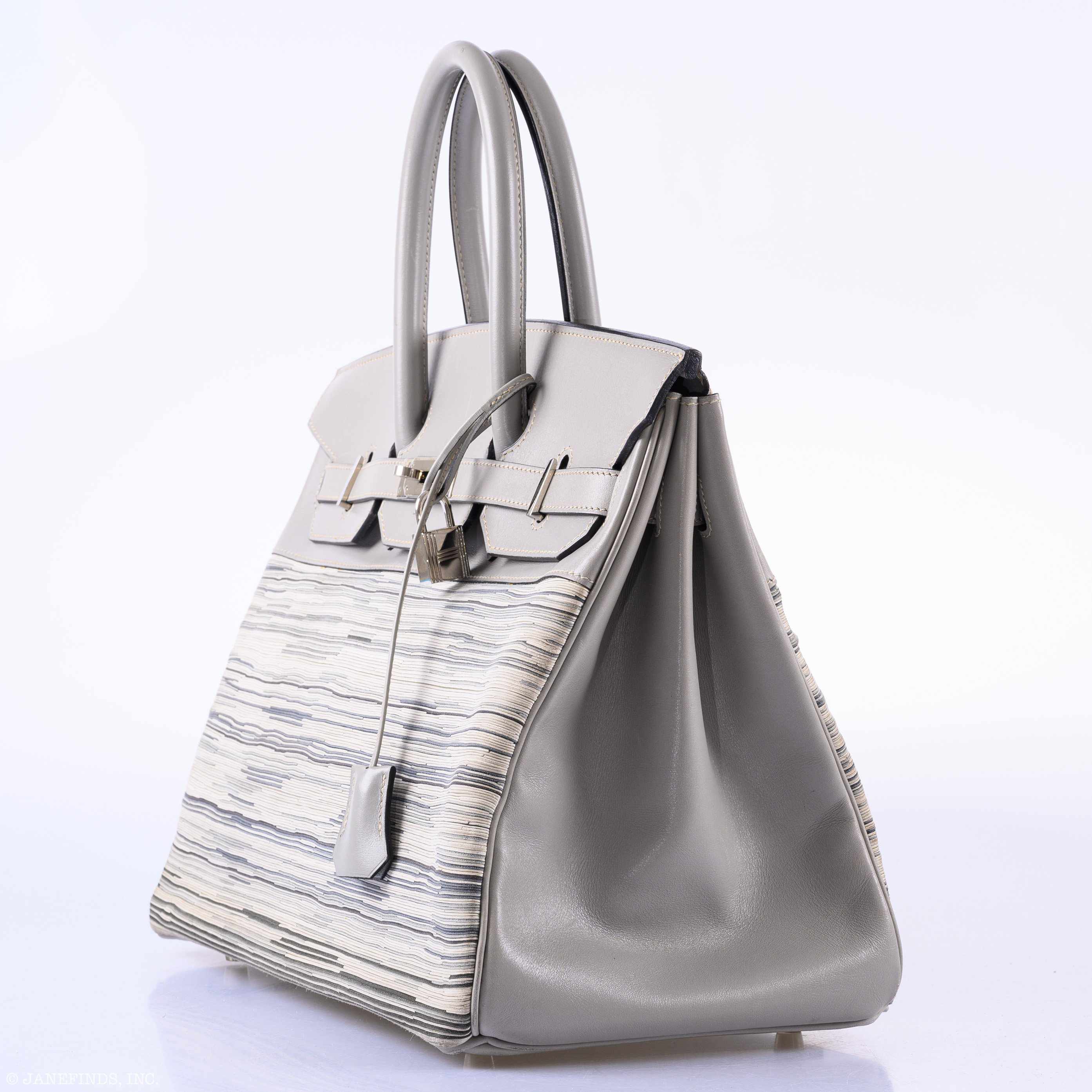 Hermès Birkin 35 Gray Vibrato and Gris Perle Box Palladium Hardware