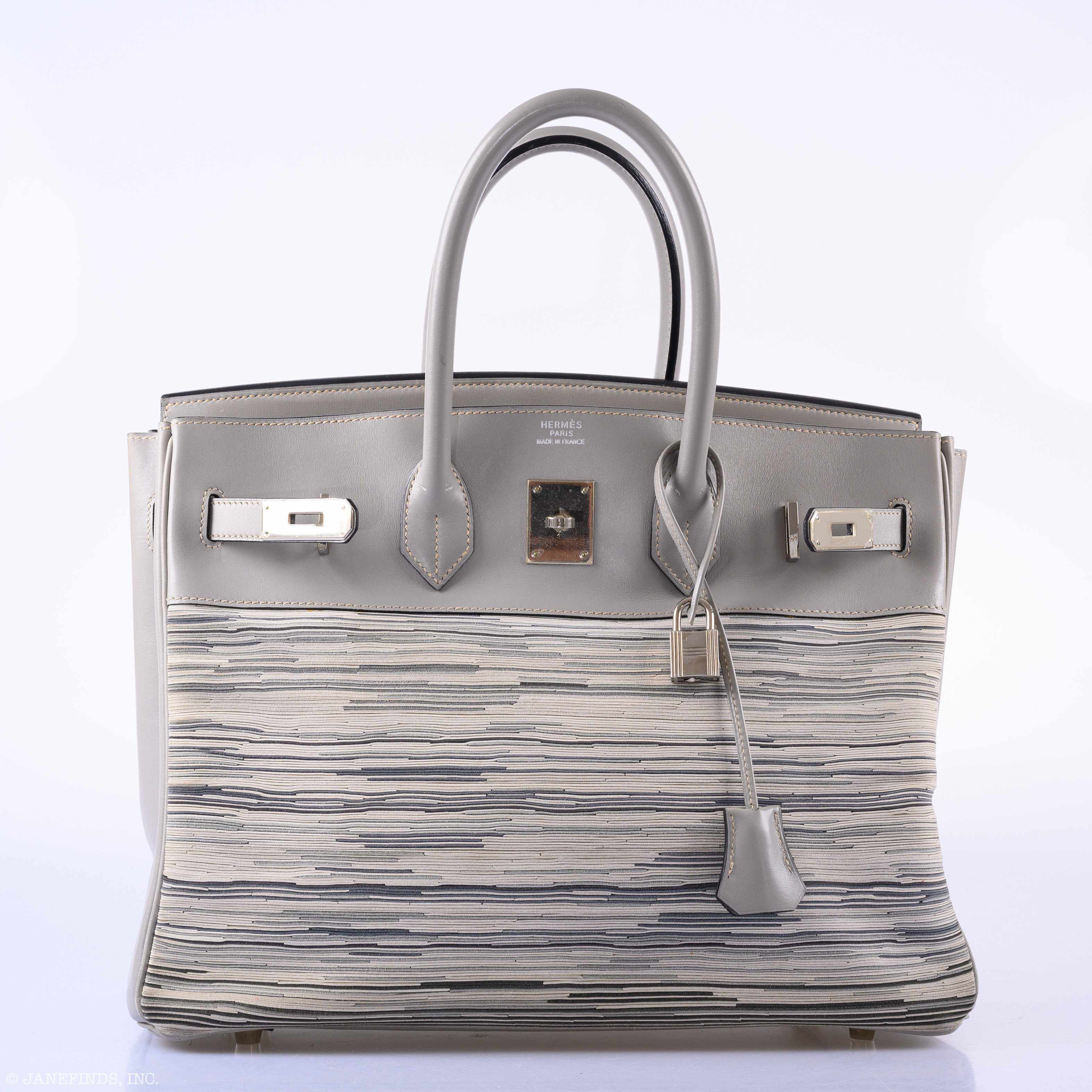 Hermès Birkin 35 Gray Vibrato and Gris Perle Box Palladium Hardware