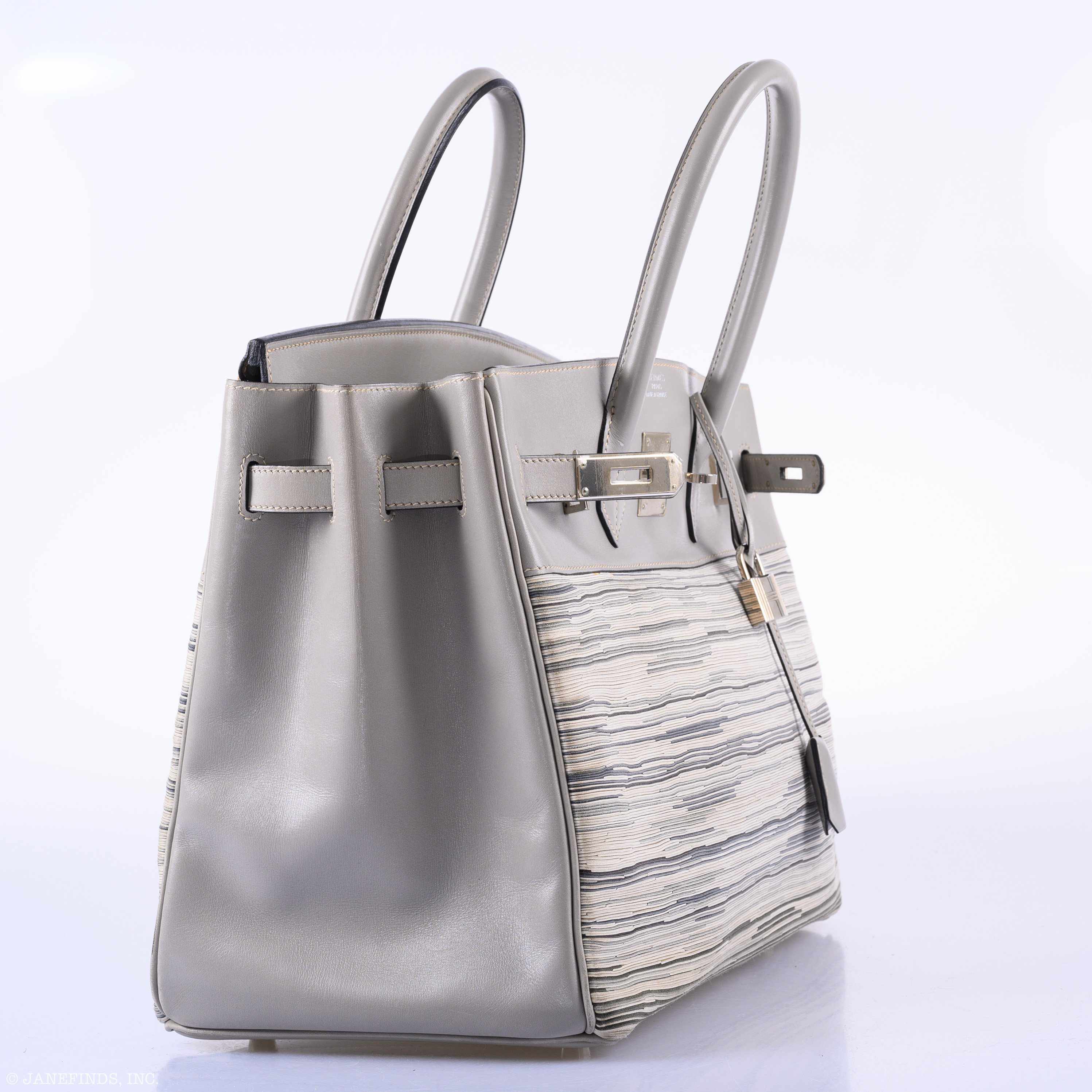 Hermès Birkin 35 Gray Vibrato and Gris Perle Box Palladium Hardware
