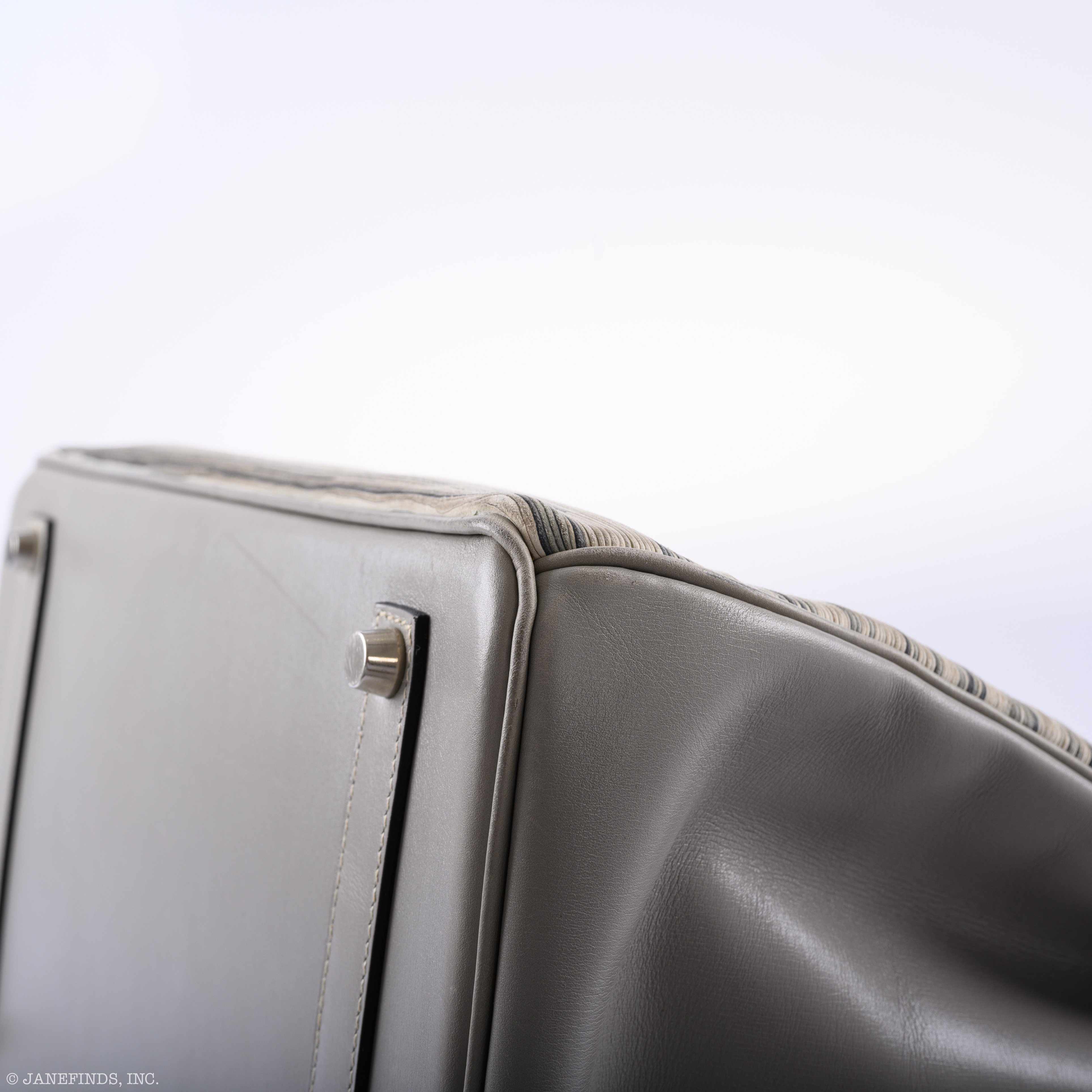 Hermès Birkin 35 Gray Vibrato and Gris Perle Box Palladium Hardware