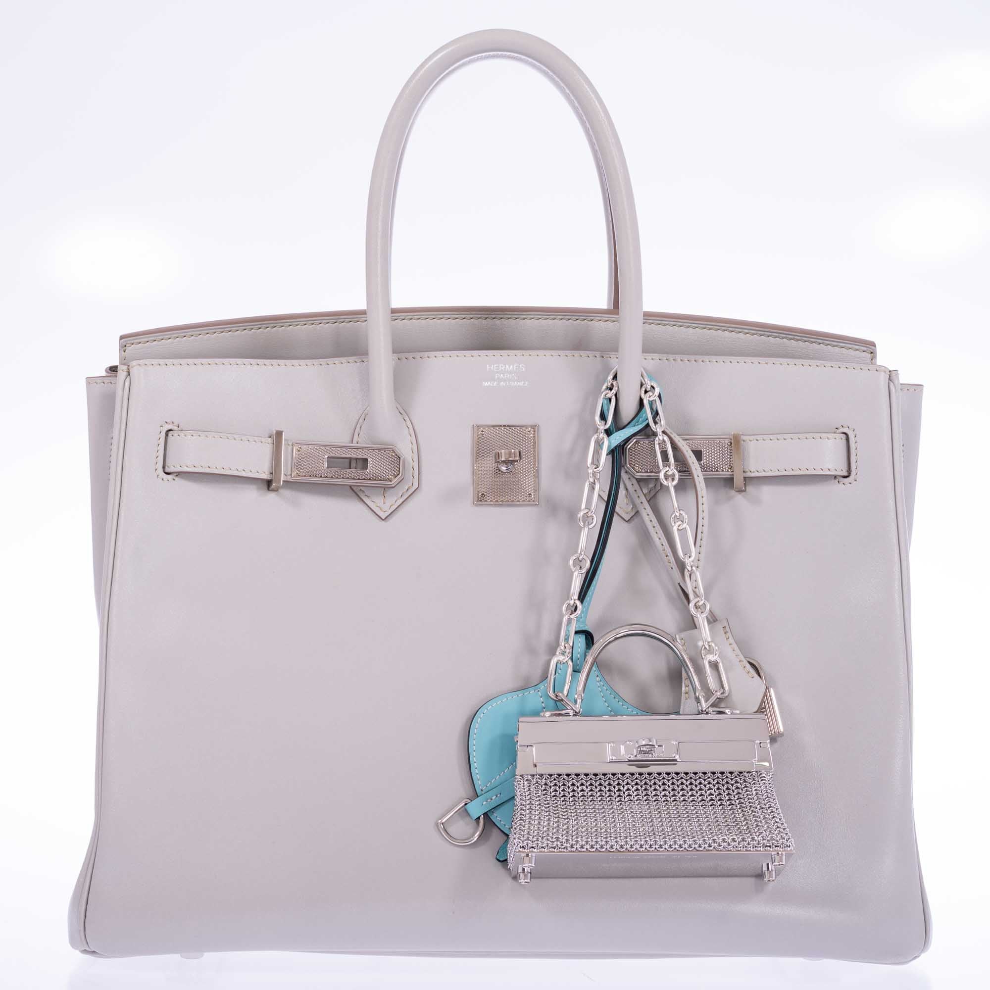Hermès Birkin 35 Gris Perle Tadelakt Leather Guilloche Palladium Hardware