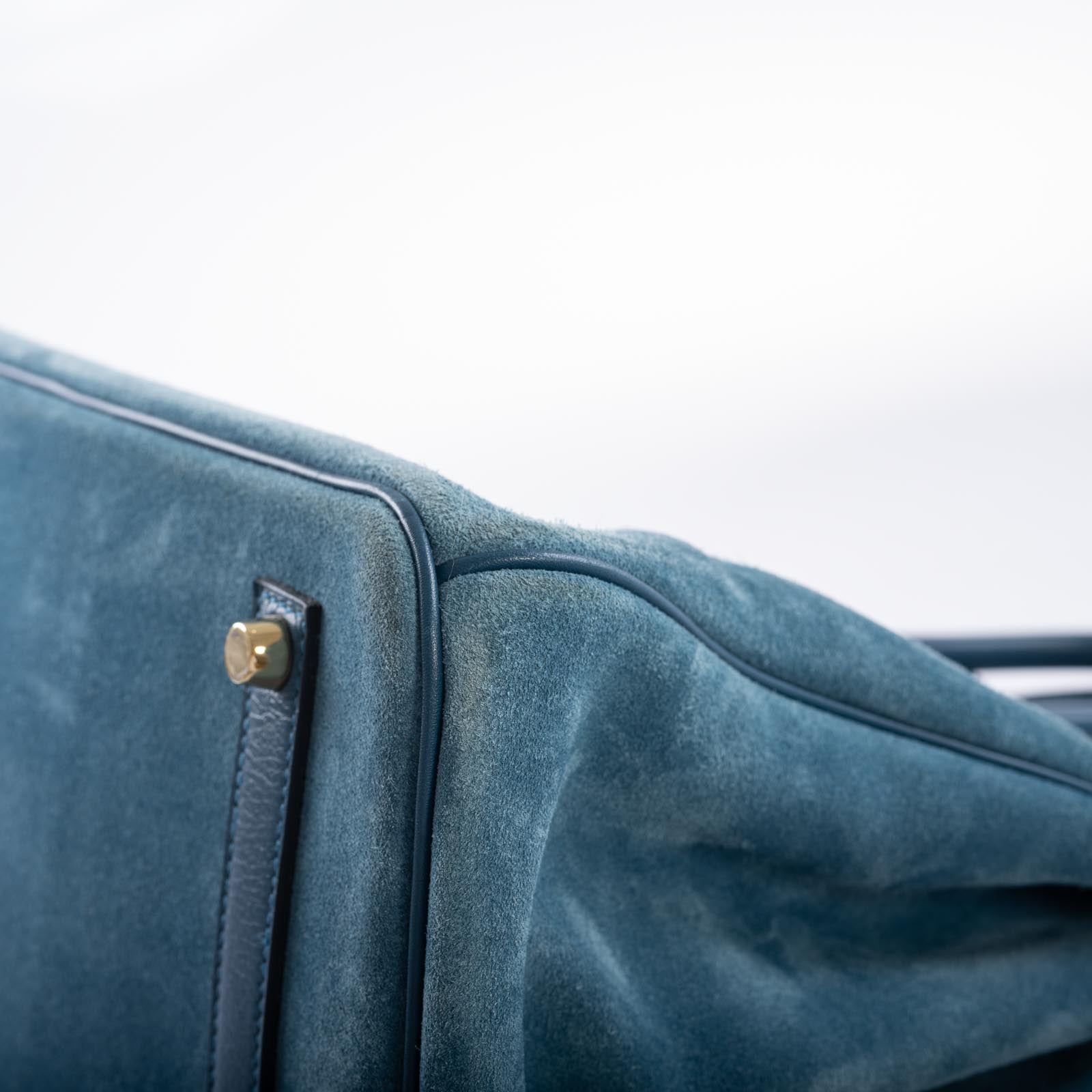 Hermès Birkin 35 Grizzly Blue Thalassa Veau Doblis Suede & Permabrass Hardware