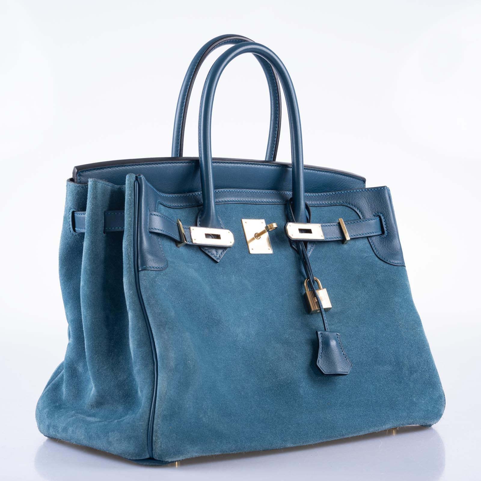 Hermès Birkin 35 Grizzly Blue Thalassa Veau Doblis Suede & Permabrass Hardware
