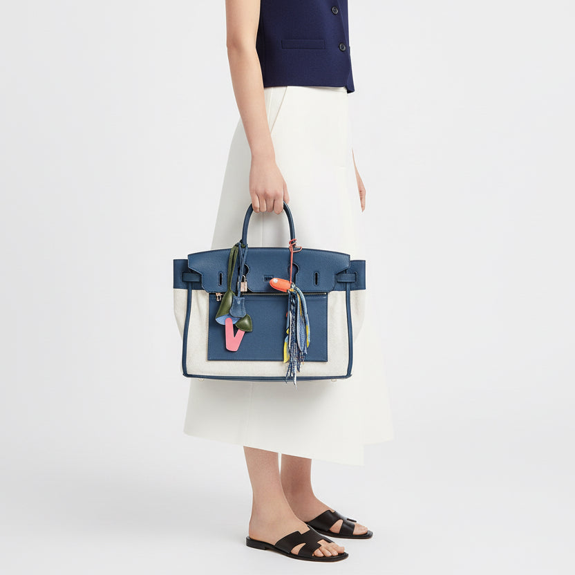 Hermès Birkin 35 Grizzly Blue Thalassa Veau Doblis Suede & Permabrass Hardware