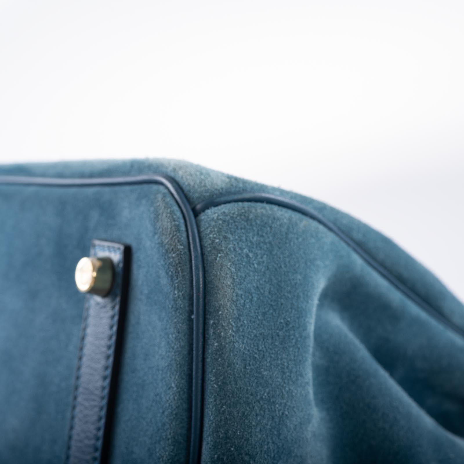 Hermès Birkin 35 Grizzly Blue Thalassa Veau Doblis Suede & Permabrass Hardware