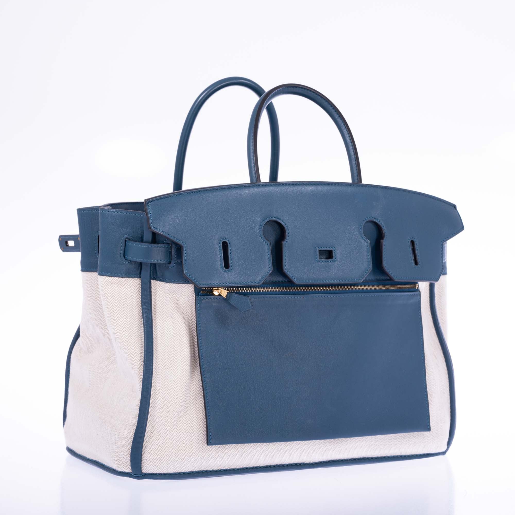 Hermès Birkin 35 Grizzly Blue Thalassa Veau Doblis Suede & Permabrass Hardware