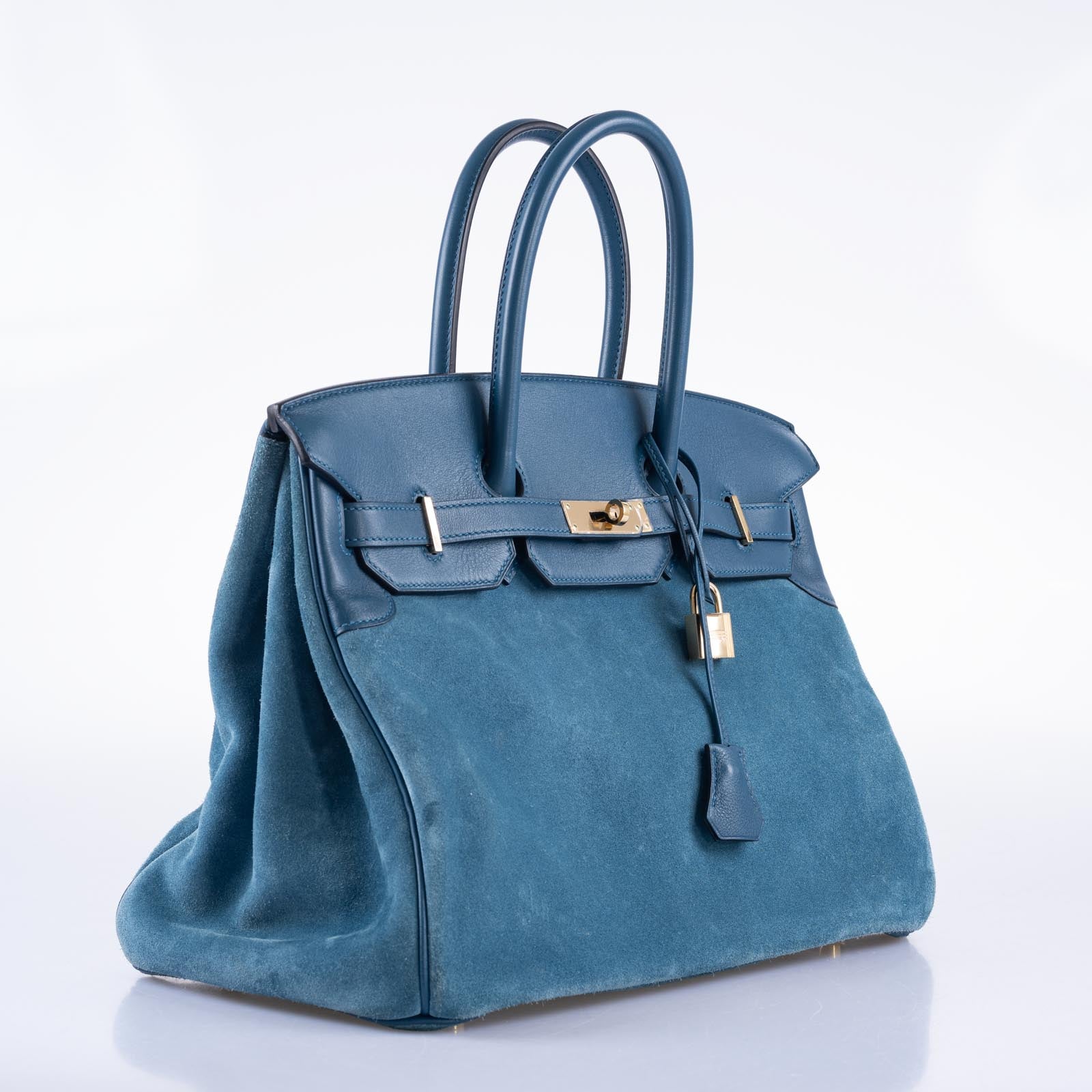 Hermès Birkin 35 Grizzly Blue Thalassa Veau Doblis Suede & Permabrass Hardware