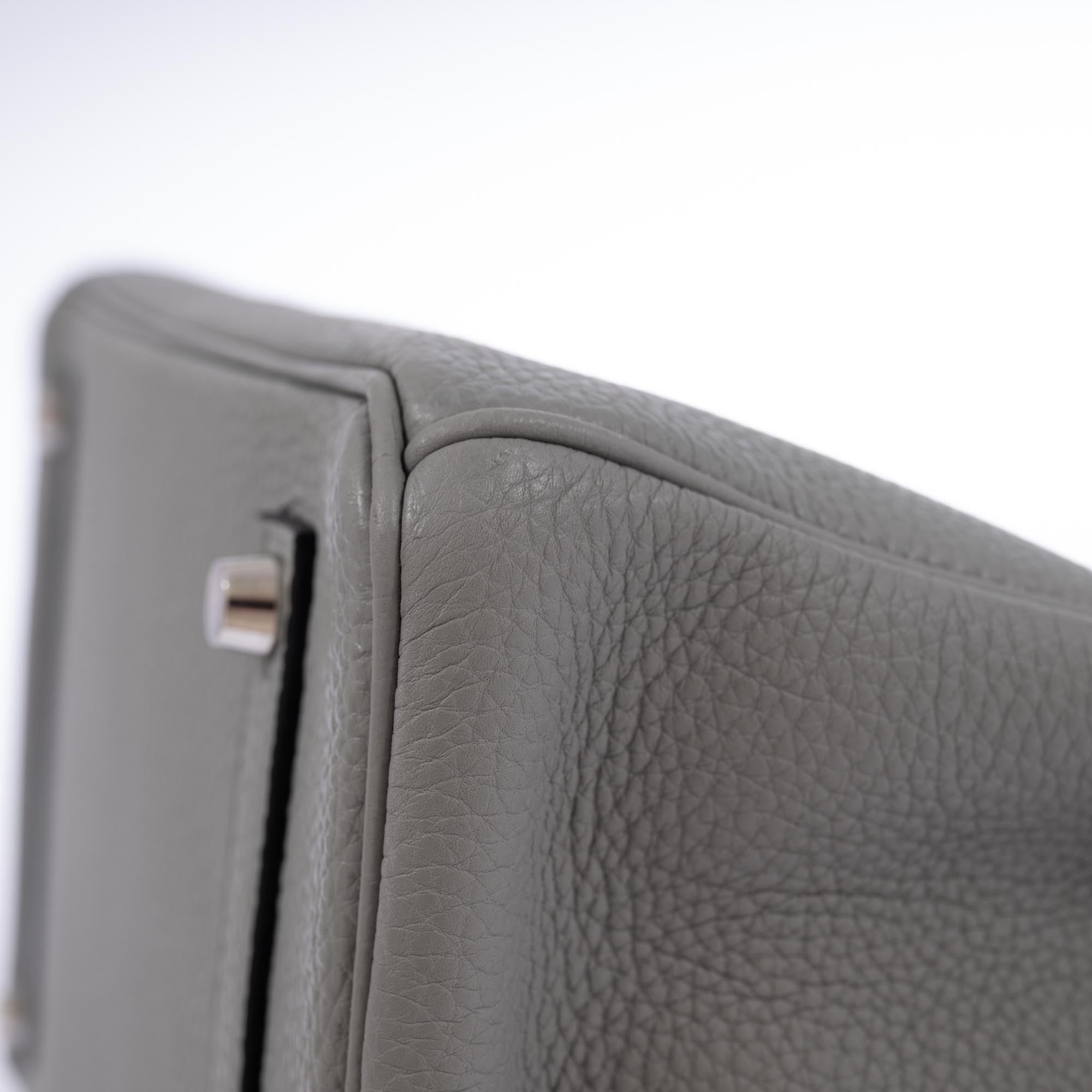 Hermès Birkin 35 HSS Bi-Color Gris Mouette and Vert Foncé Togo Palladium Hardware