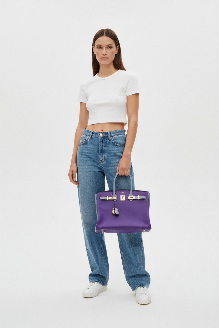 Hermès Birkin 35 HSS Crocus And Blue Lin Epsom Gold Hardware