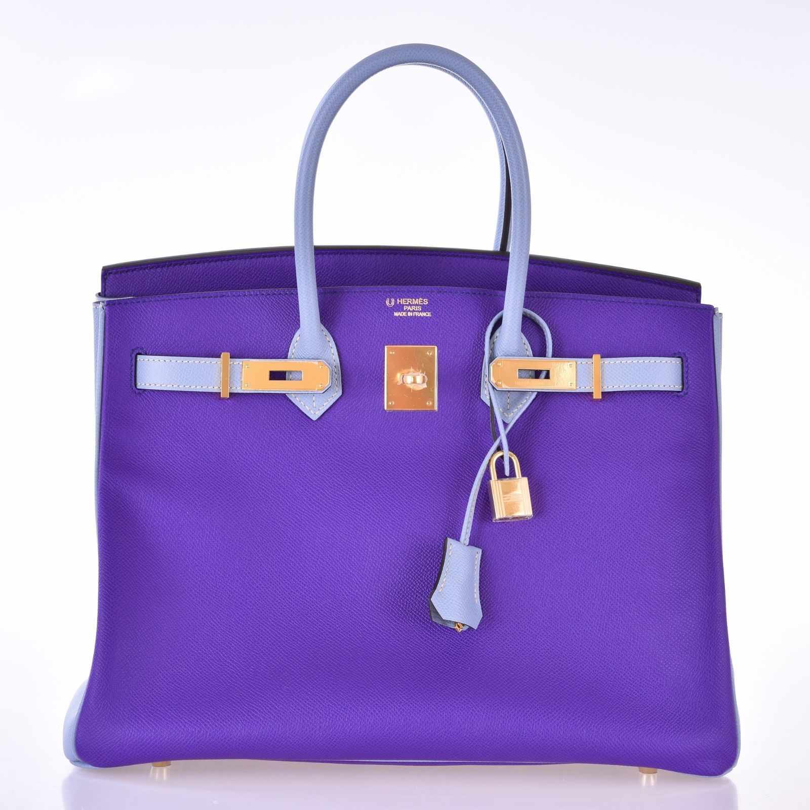 Hermès Birkin 35 HSS Crocus And Blue Lin Epsom Gold Hardware