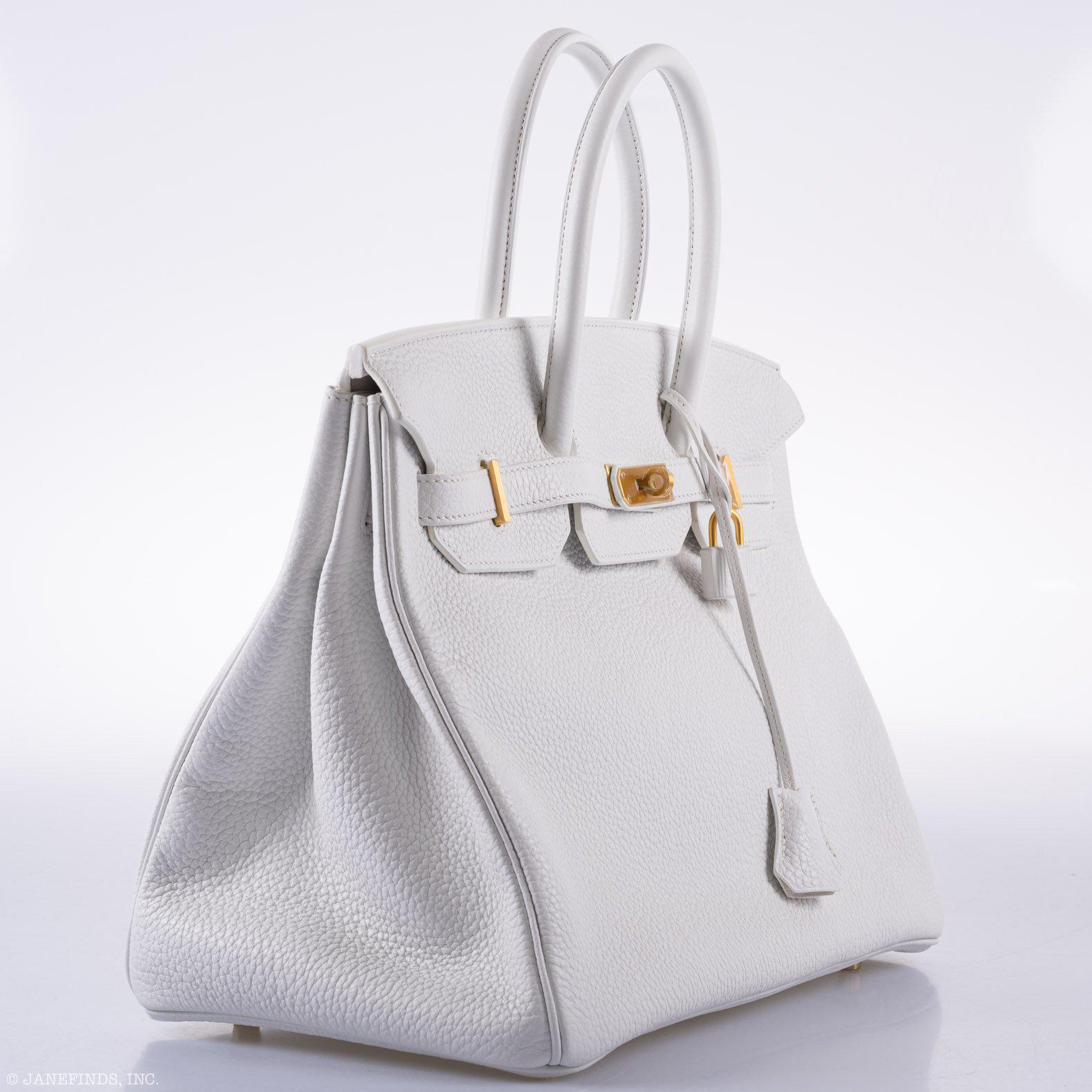 Hermès Birkin 35 HSS White Clemence Leather Brushed Gold Hardware