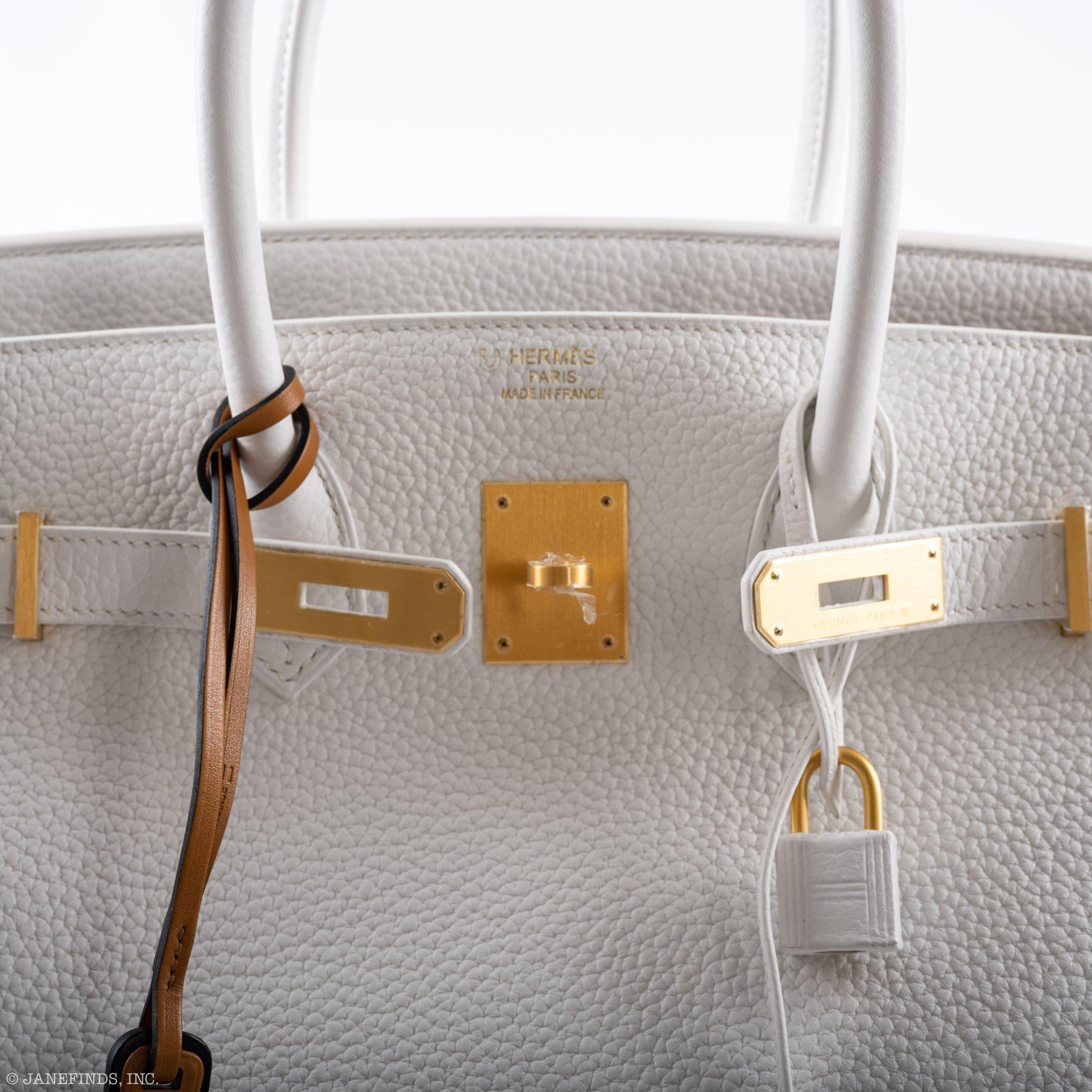 Hermès Birkin 35 HSS White Clemence Leather Brushed Gold Hardware