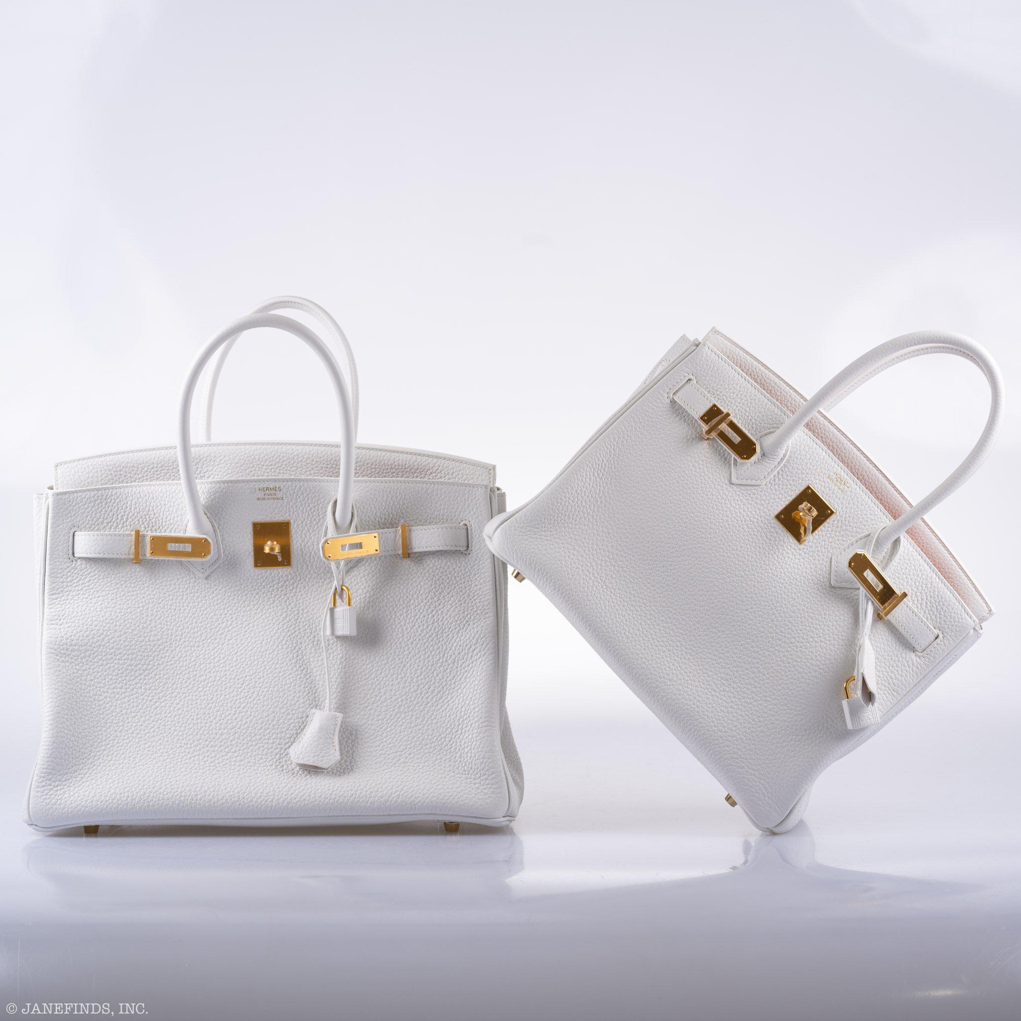 Hermès Birkin 35 HSS White Clemence Leather Brushed Gold Hardware