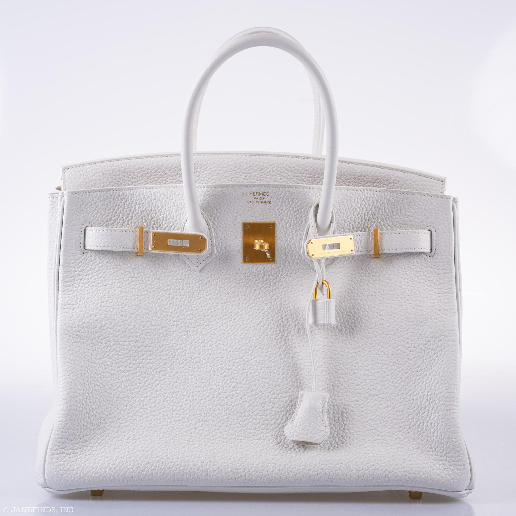 Hermès Birkin 35 HSS White Clemence Leather Brushed Gold Hardware