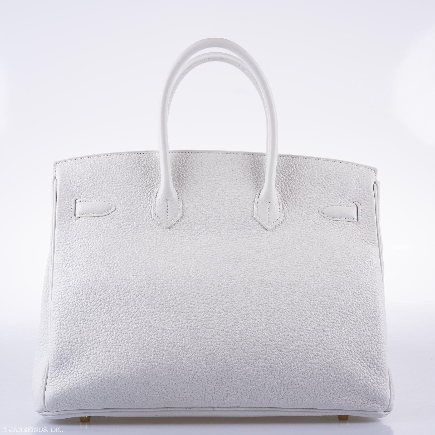Hermès Birkin 35 HSS White Clemence Leather Brushed Gold Hardware