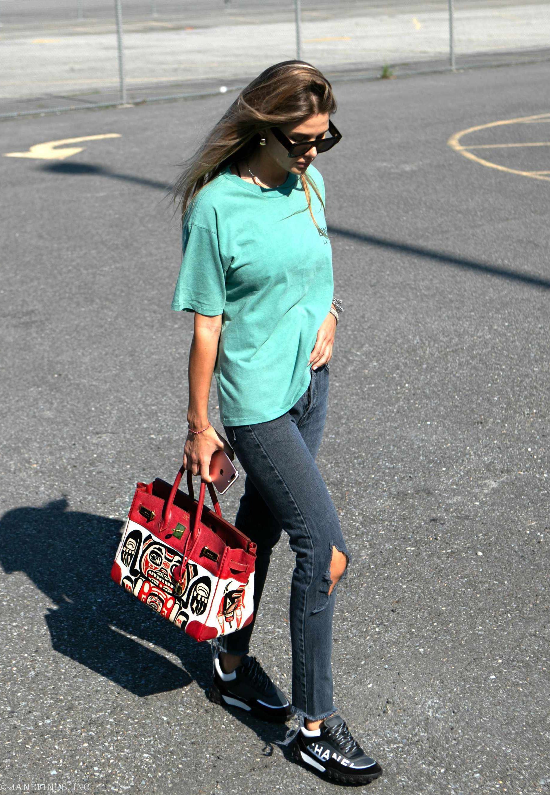 Hermès Birkin 35 JaneFinds Custom Shop "Totem" Rouge Vif Courchevel & Toile Gold Hardware