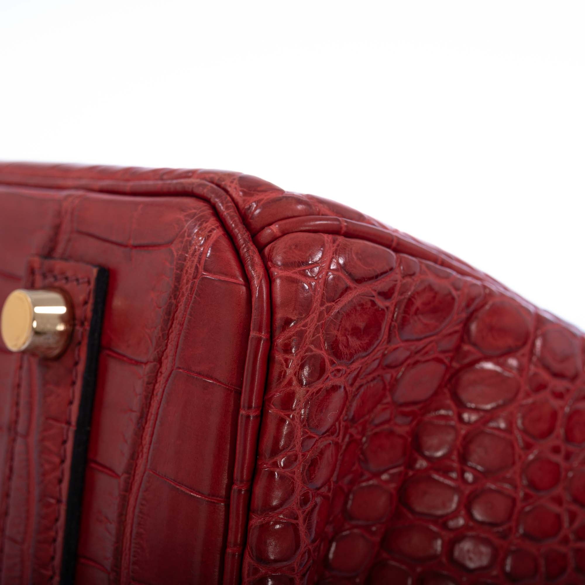 Hermès Birkin 35 Rouge H Matte Porosus Crocodile Gold Hardware