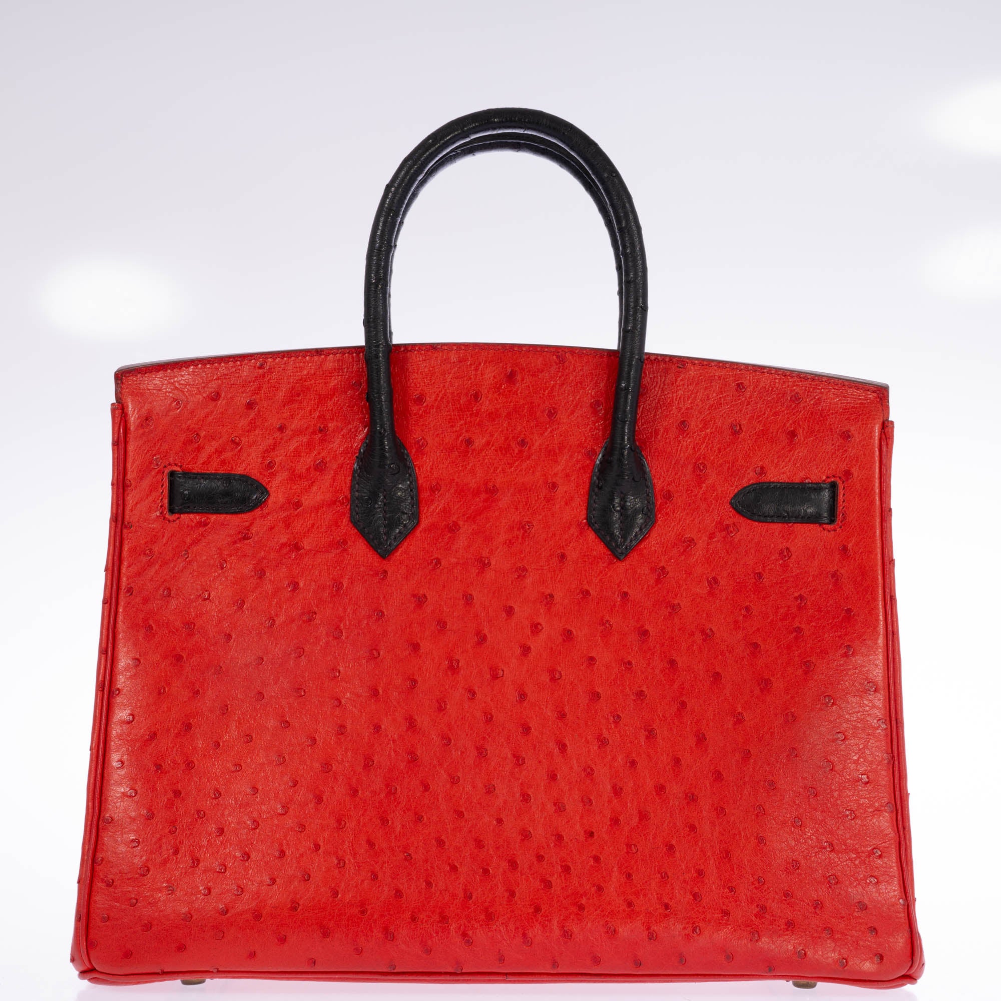 Hermès Birkin 35 Rouge Vif Noir Ostrich Gold Hardware