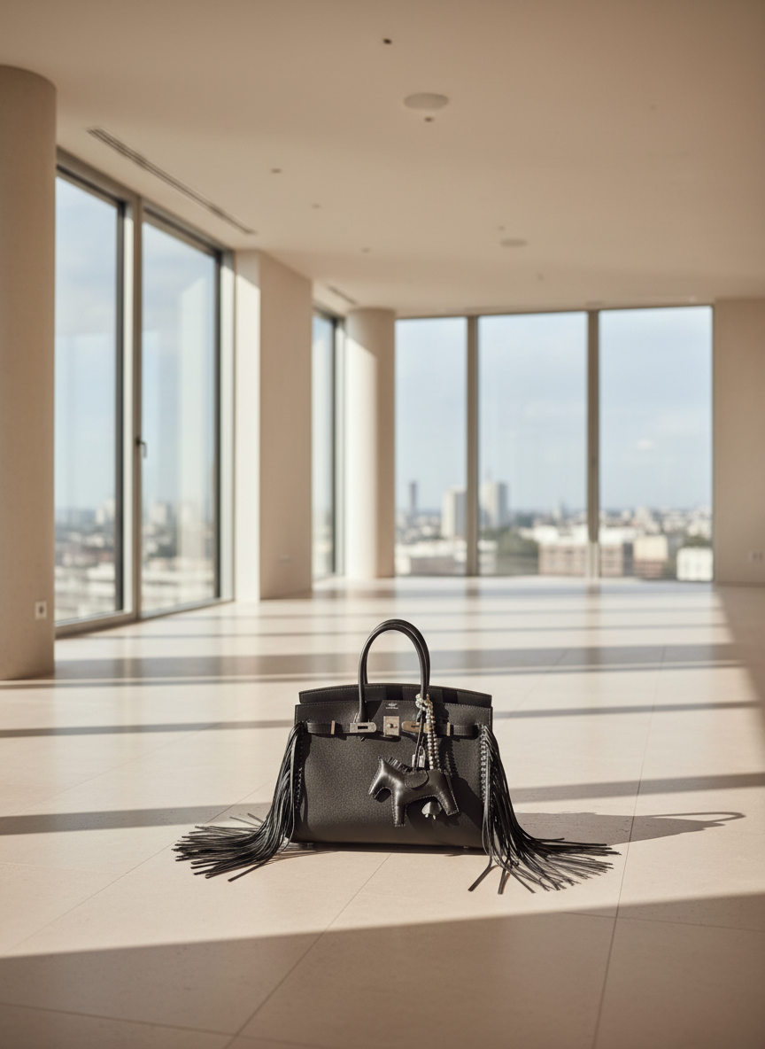 Hermès Birkin 35 Sellier Black Anate Fringe Evercolor leather Palladium Hardware