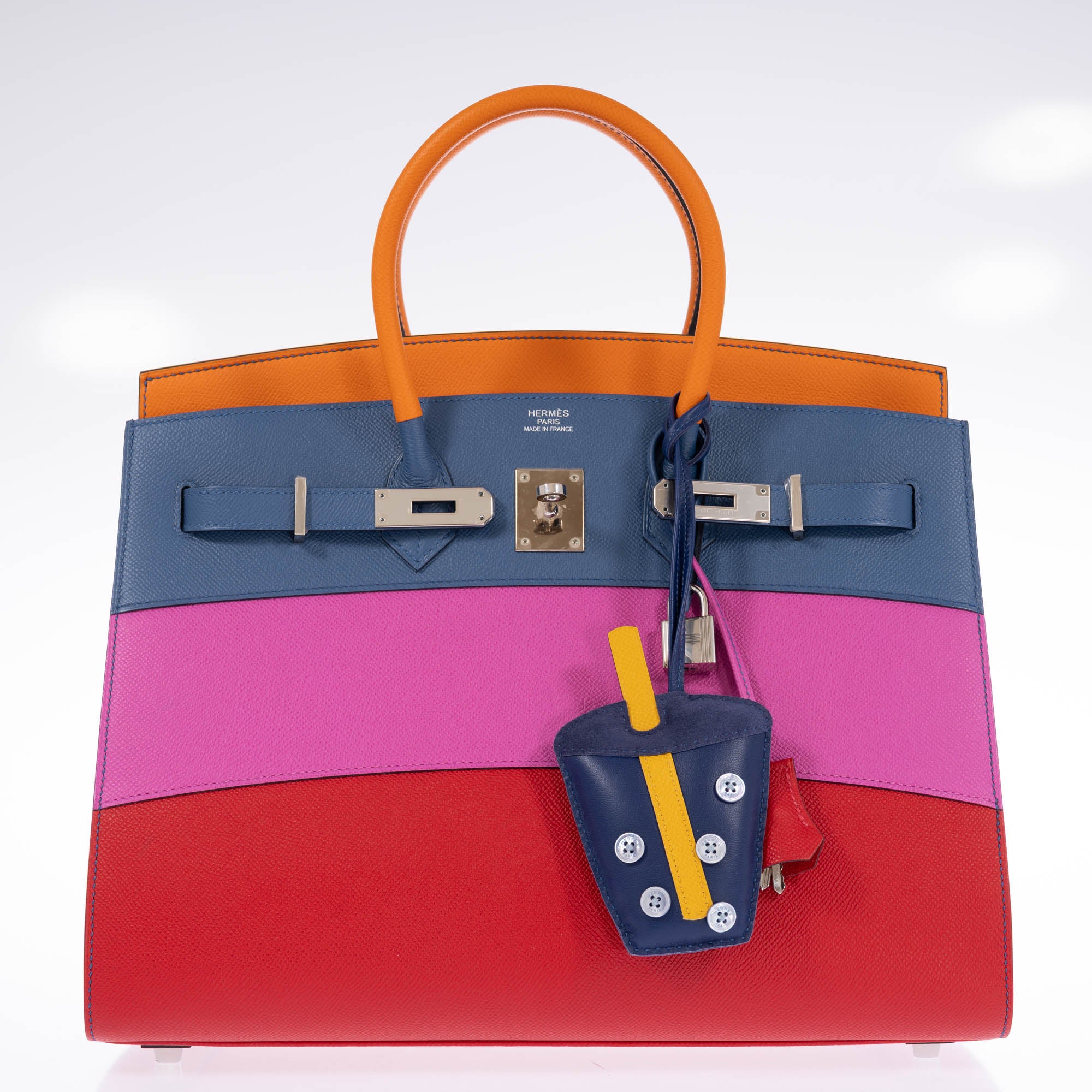 Hermès Birkin 35 Sellier Rainbow Sunset Abricot/Bleu Agate/Magnolia/Rouge Casaque Epsom Palladium Hardware
