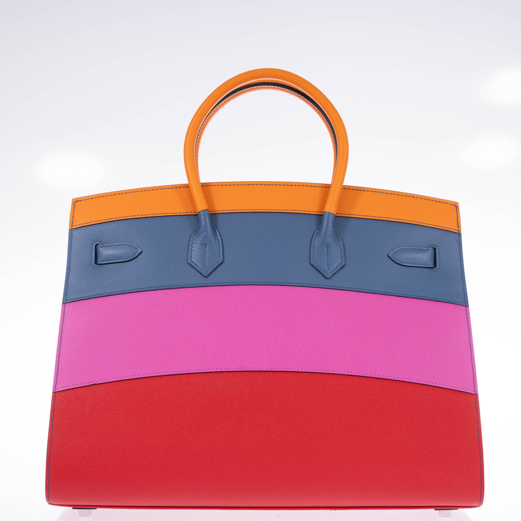 Hermès Birkin 35 Sellier Rainbow Sunset Abricot/Bleu Agate/Magnolia/Rouge Casaque Epsom Palladium Hardware