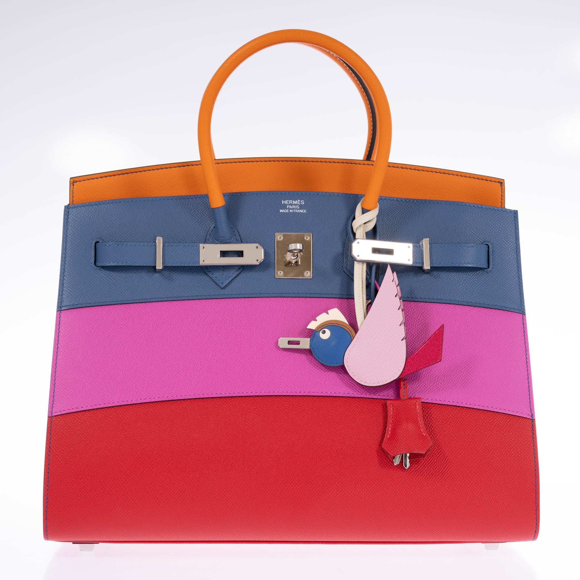 Hermès Birkin 35 Sellier Rainbow Sunset Abricot/Bleu Agate/Magnolia/Rouge Casaque Epsom Palladium Hardware