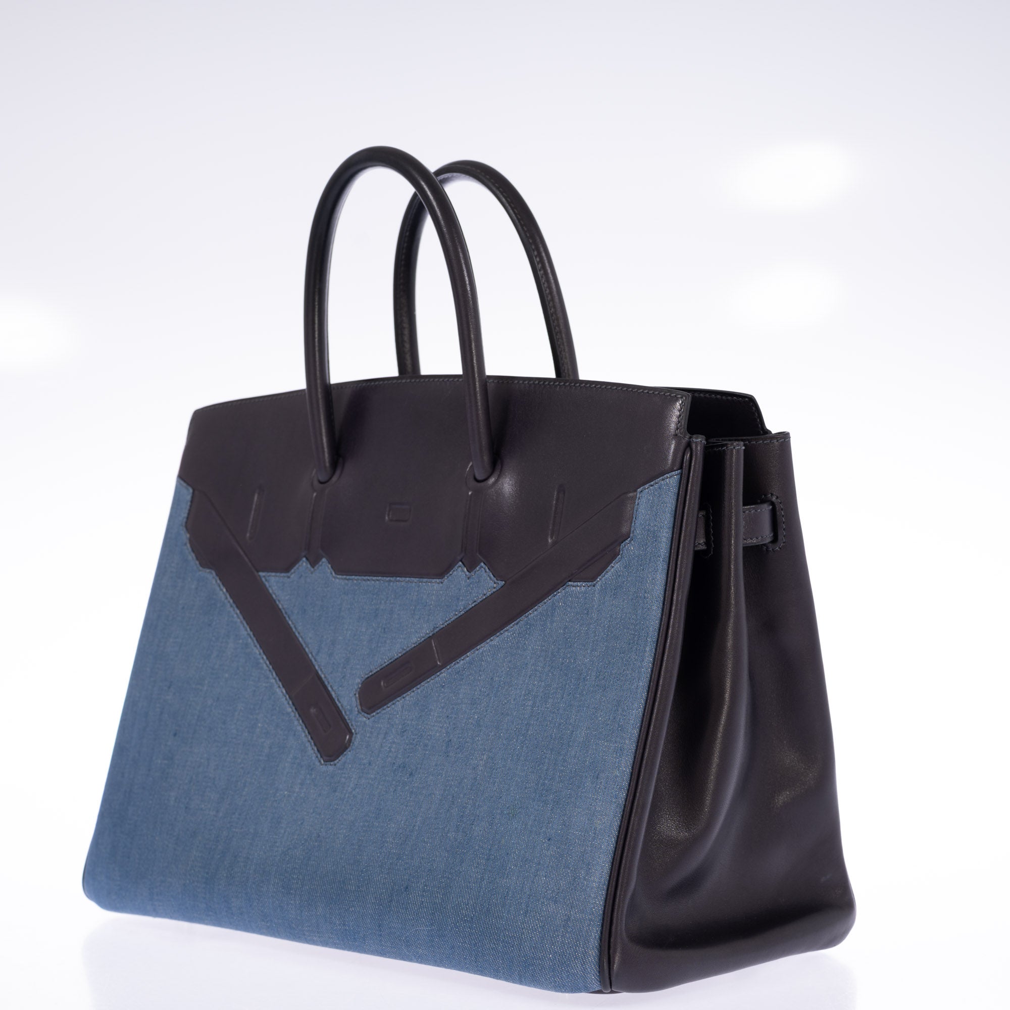 Hermès Birkin 35 Shadow Denim and Black Box Calf Leather