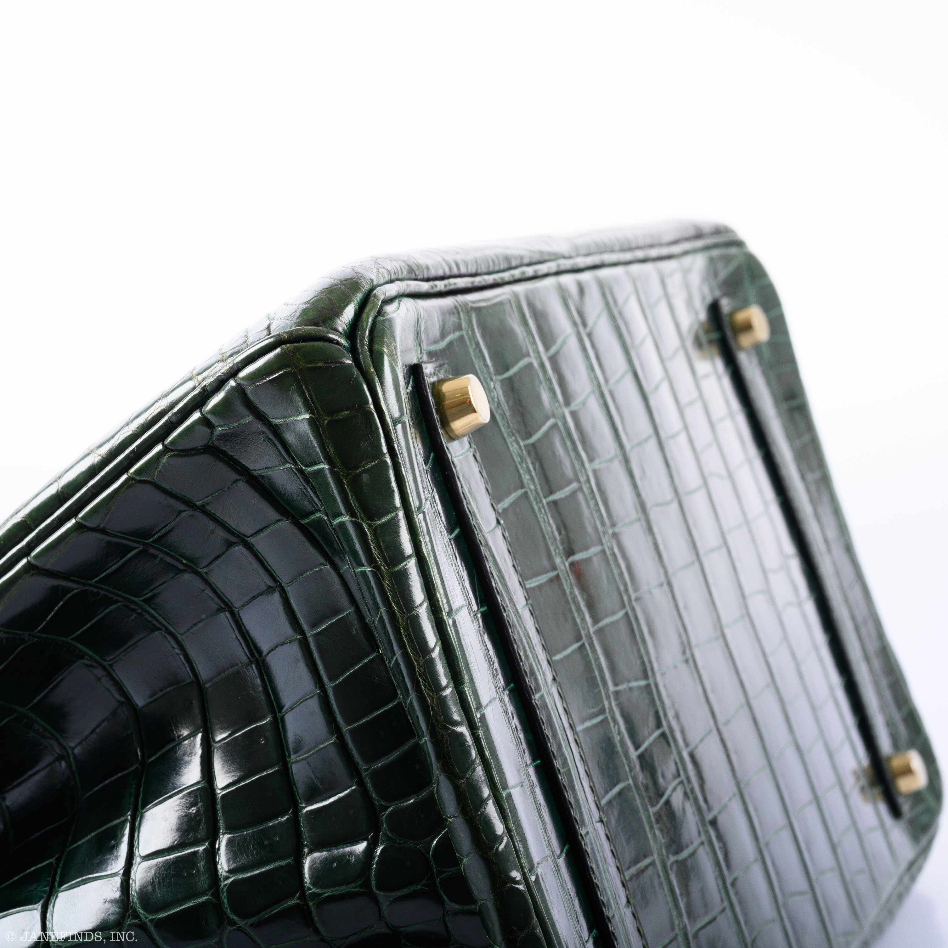 Hermès Birkin 35 Vert Fonce Porosus Crocodile Gold Hardware