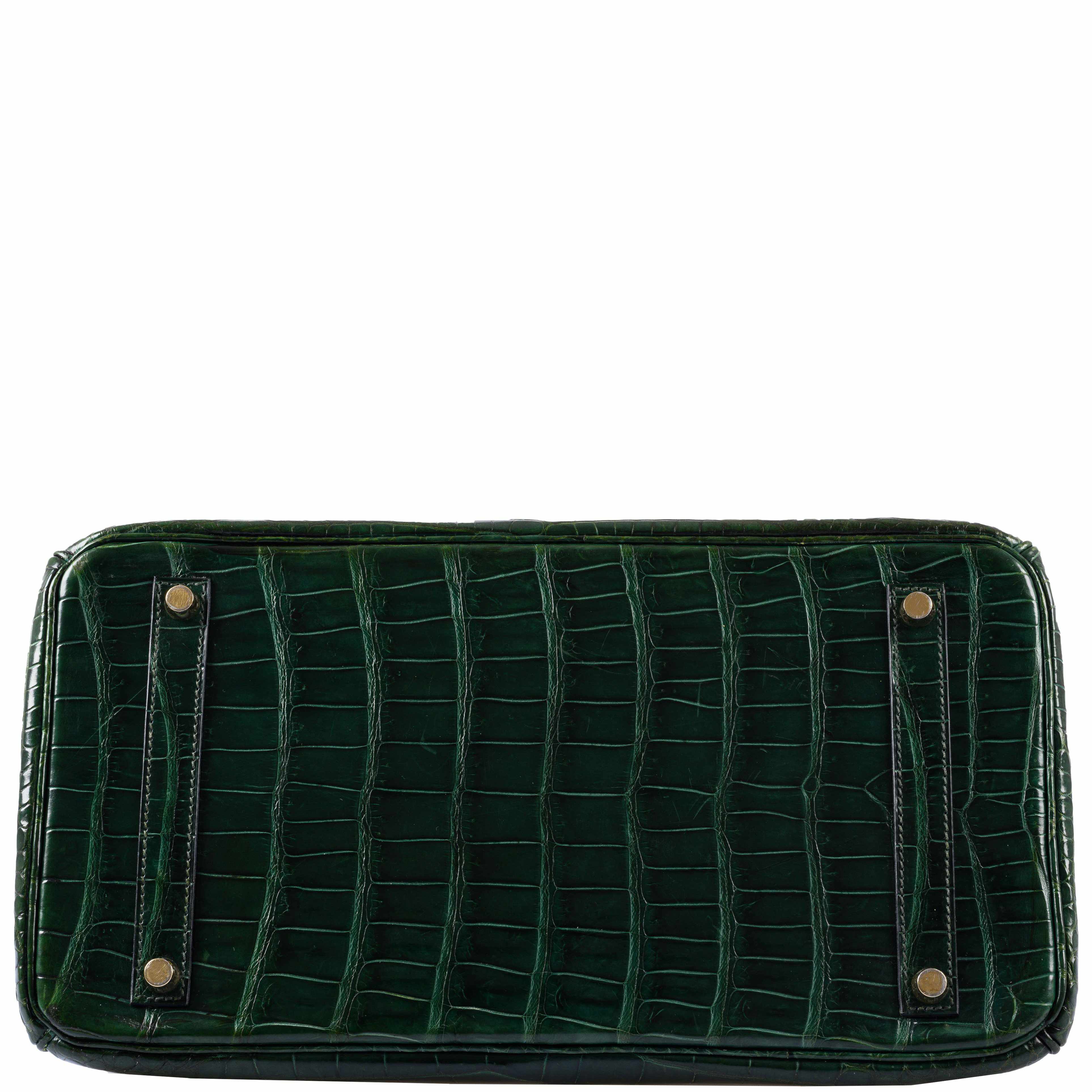 Hermès Birkin 35 Vert Fonce Porosus Crocodile Gold Hardware