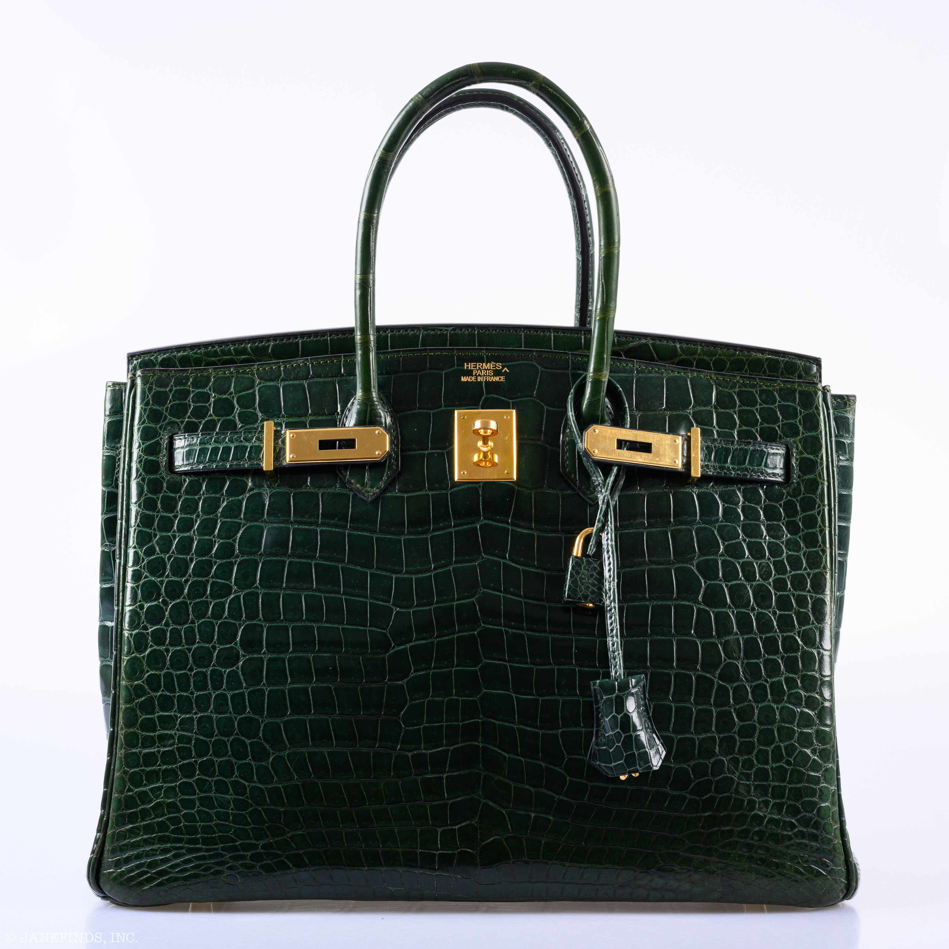 Hermès Birkin 35 Vert Fonce Porosus Crocodile Gold Hardware