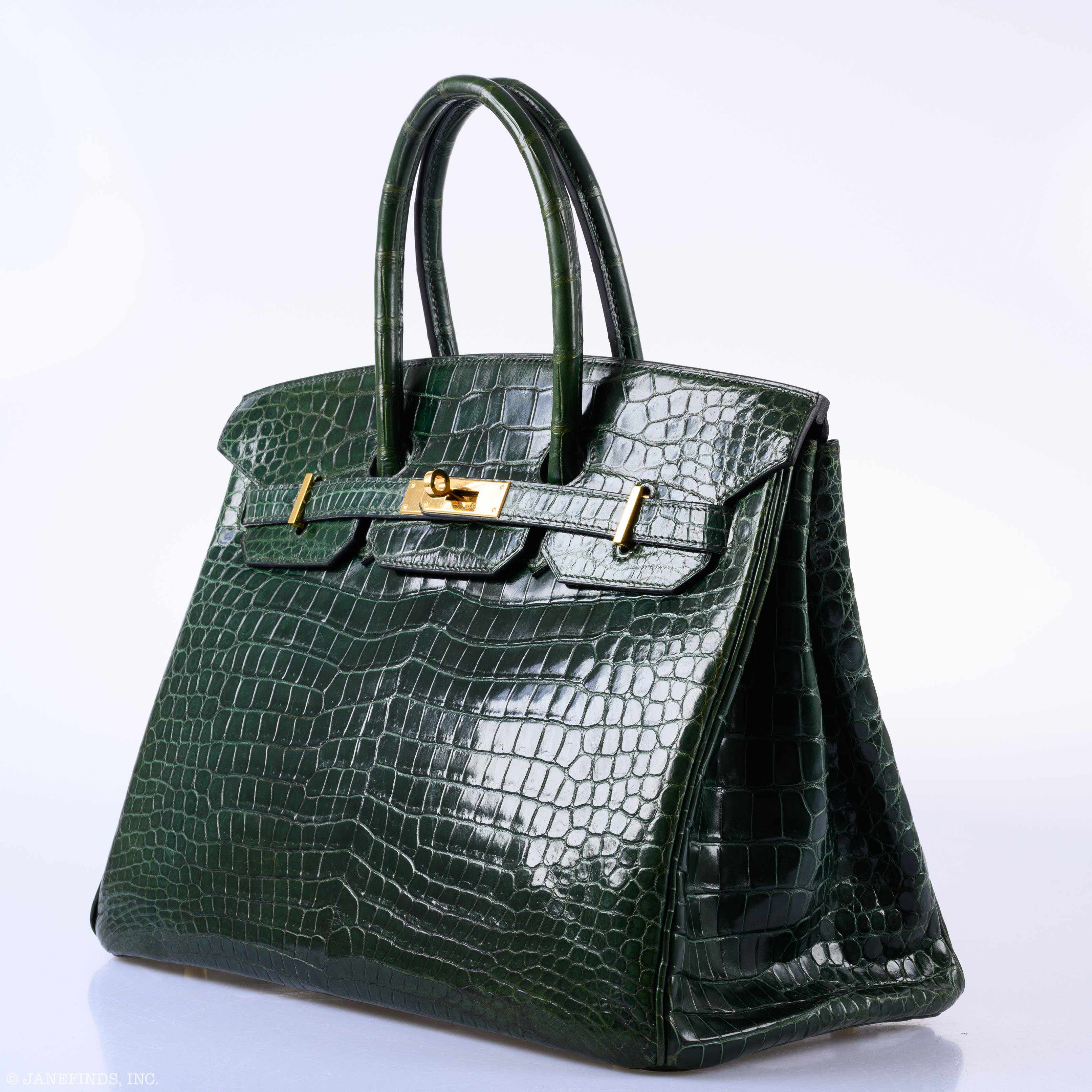 Hermès Birkin 35 Vert Fonce Porosus Crocodile Gold Hardware