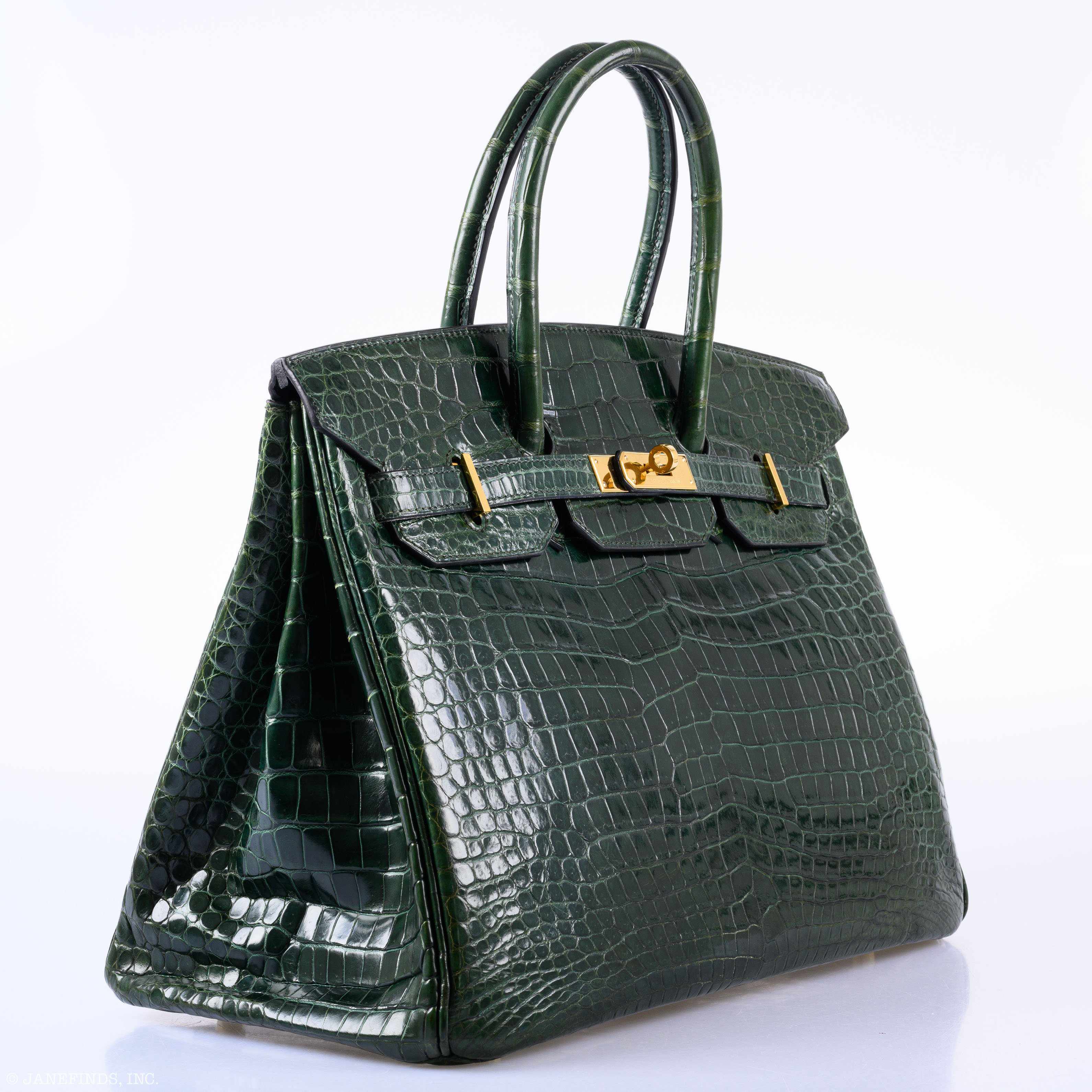 Hermès Birkin 35 Vert Fonce Porosus Crocodile Gold Hardware