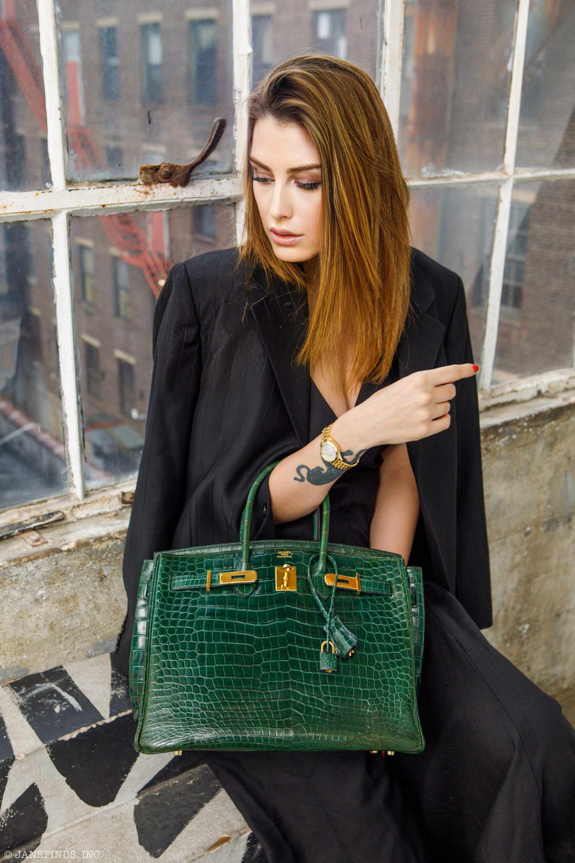 Hermès Birkin 35 Vert Fonce Porosus Crocodile Gold Hardware