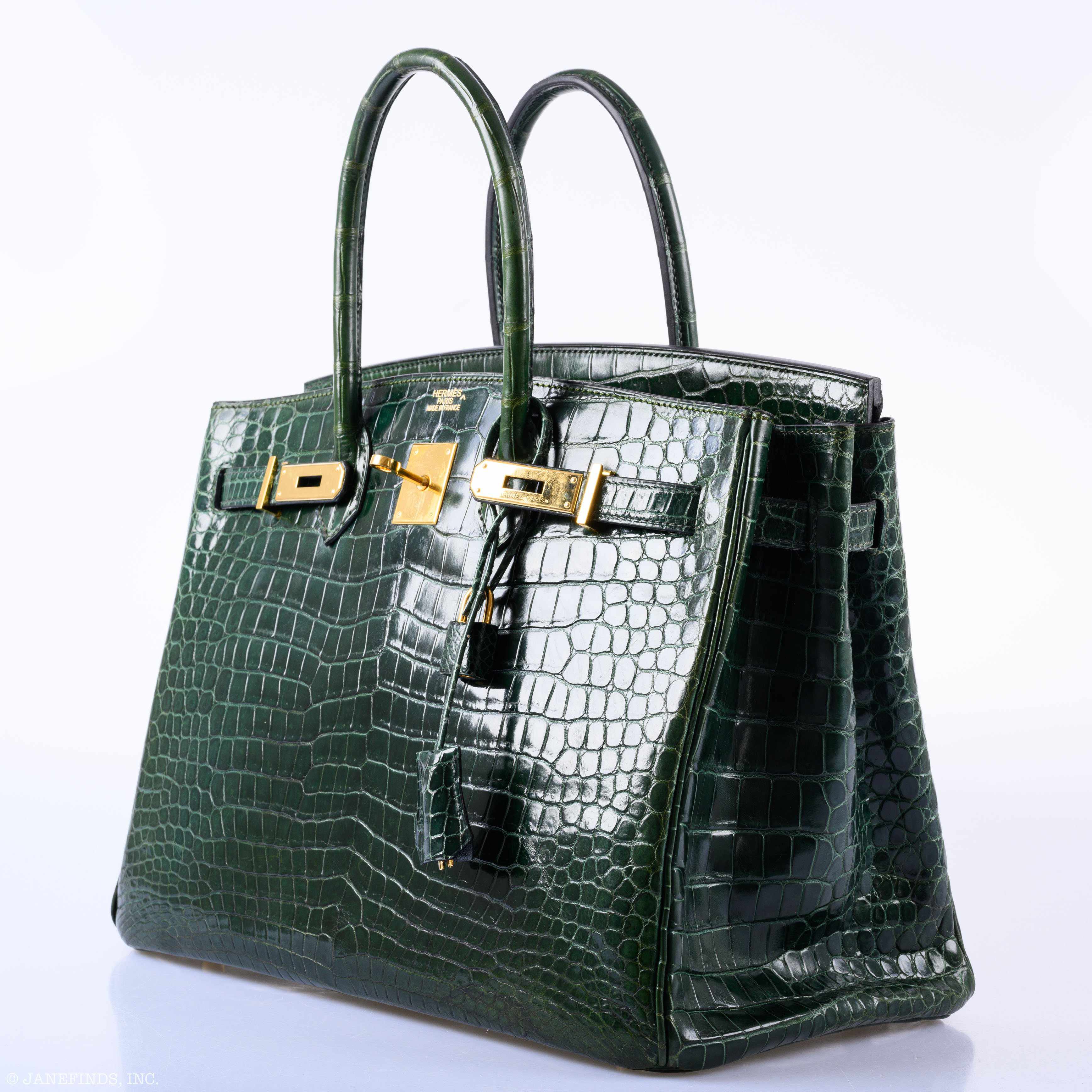 Hermès Birkin 35 Vert Fonce Porosus Crocodile Gold Hardware