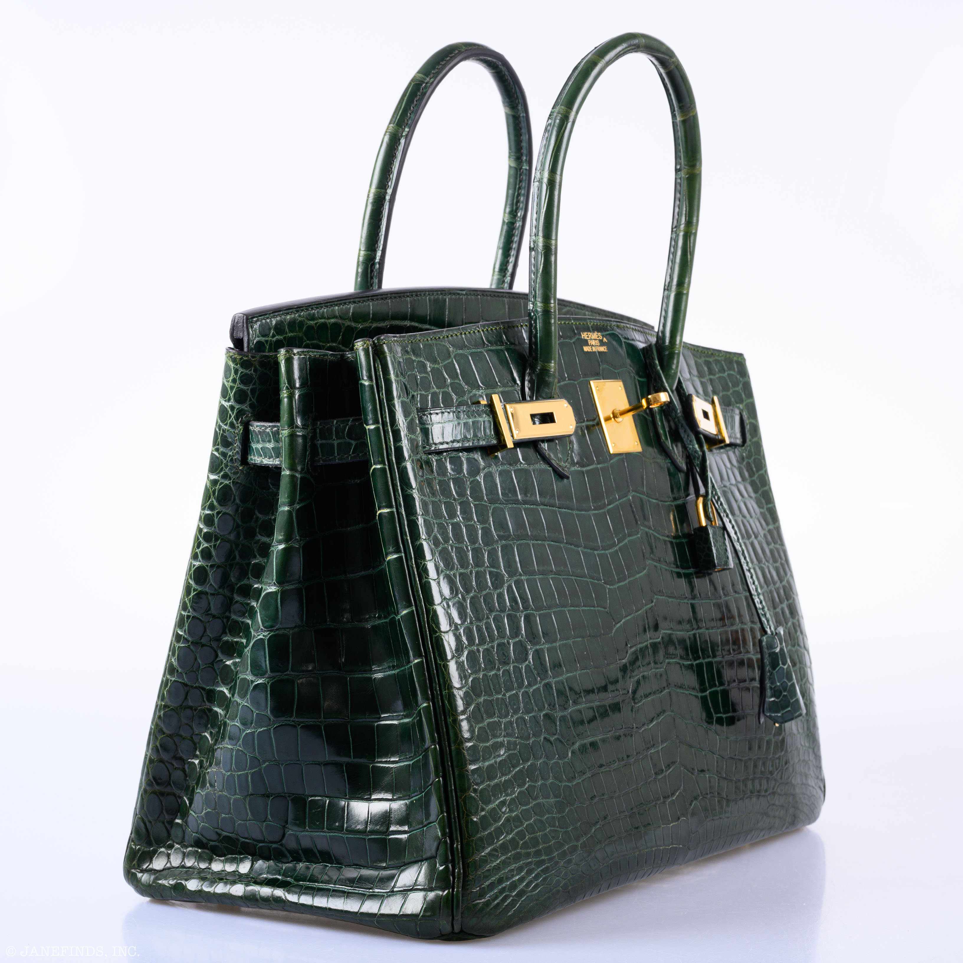 Hermès Birkin 35 Vert Fonce Porosus Crocodile Gold Hardware