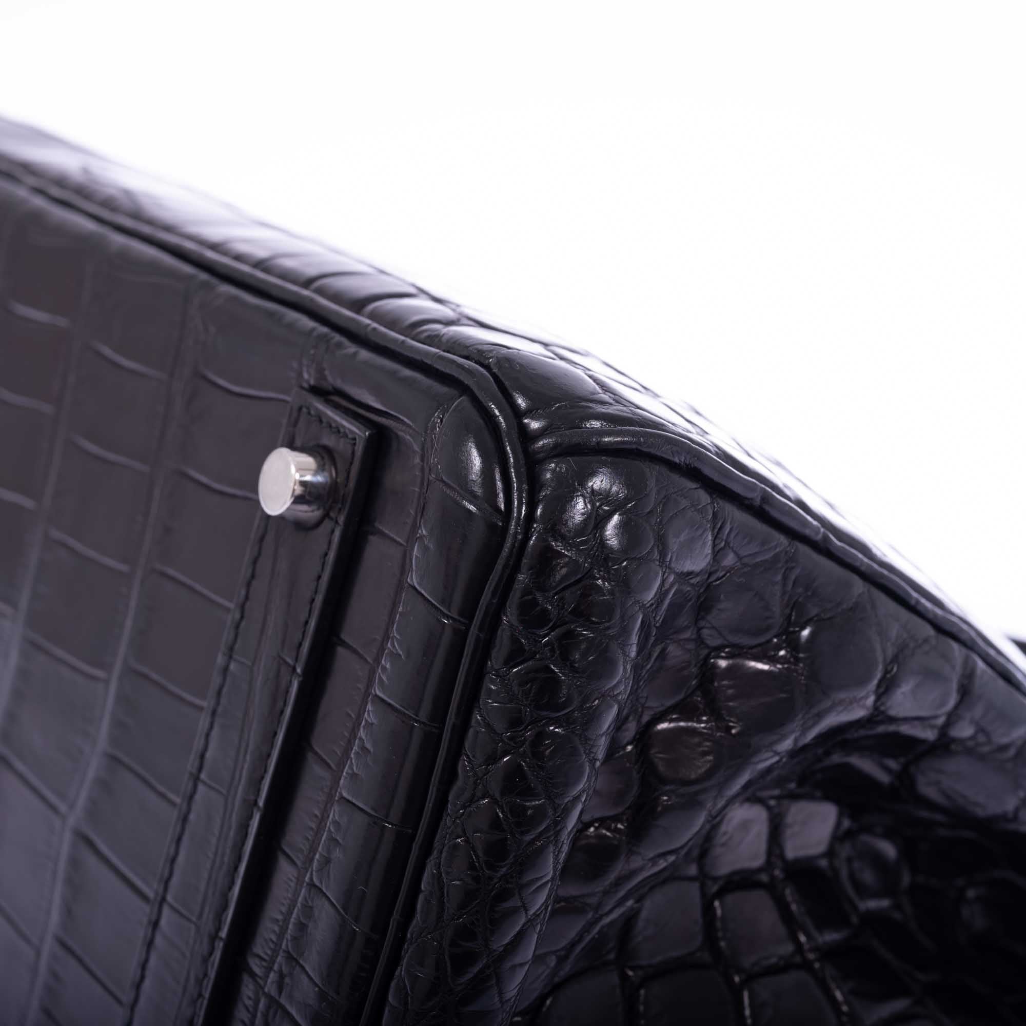 Hermès Birkin 40 Black Matte Porosus Crocodile Palladium Hardware