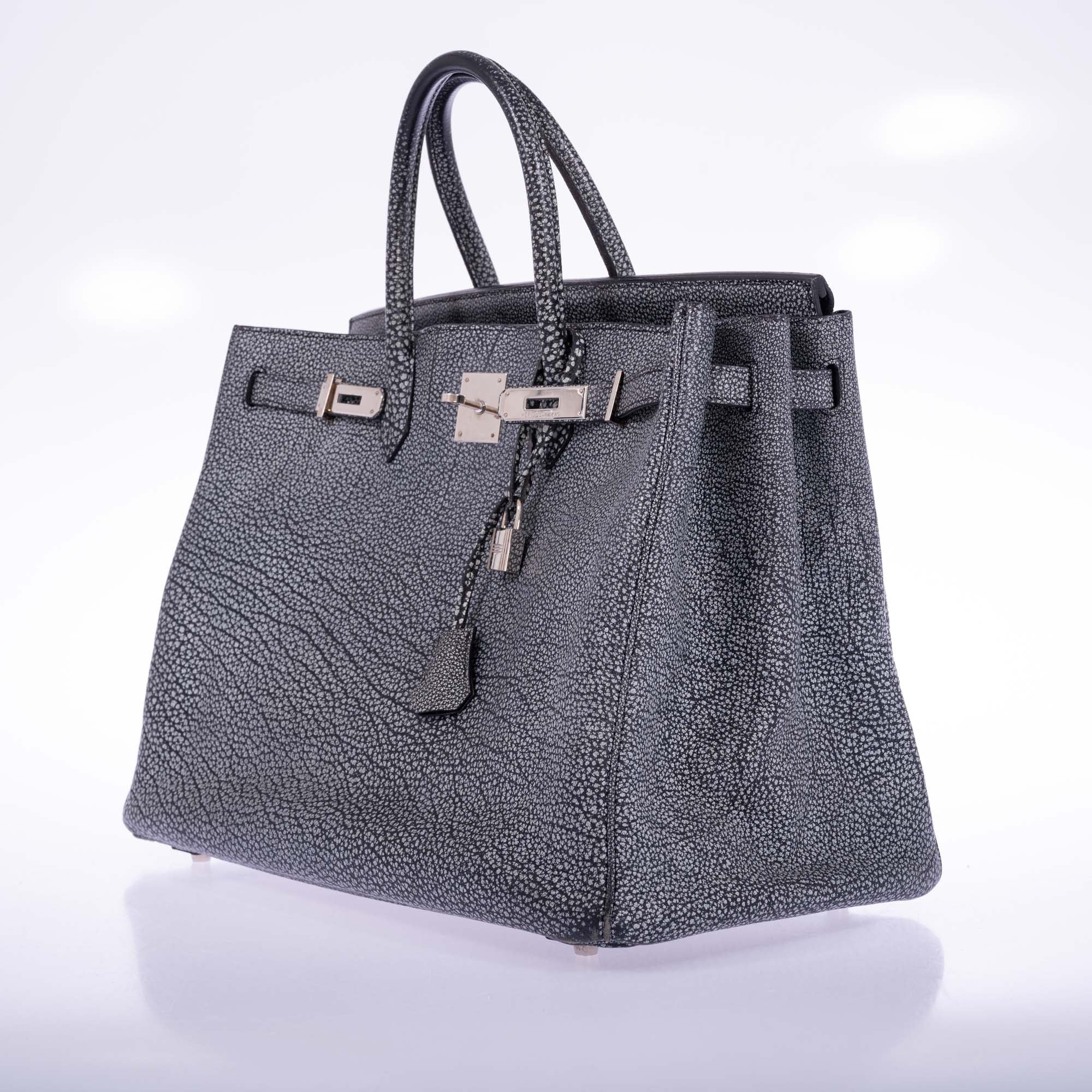 Hermès Birkin 40 Dalmatian Buffalo Metallic Silver Palladium Hardware