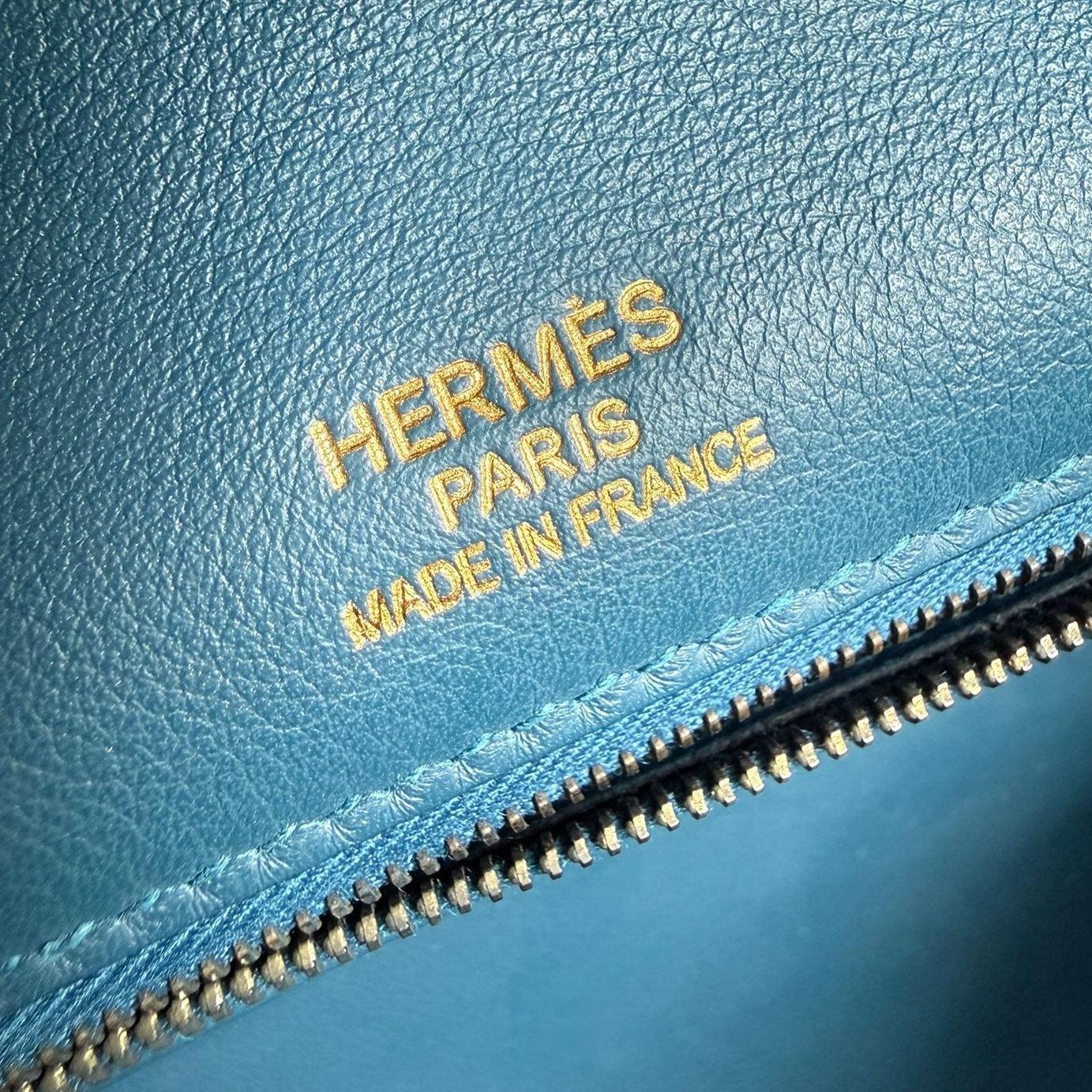 Hermès Birkin 40 "Grizzly" Blue Thalassa Veau Doblis Suede & Permabrass Hardware