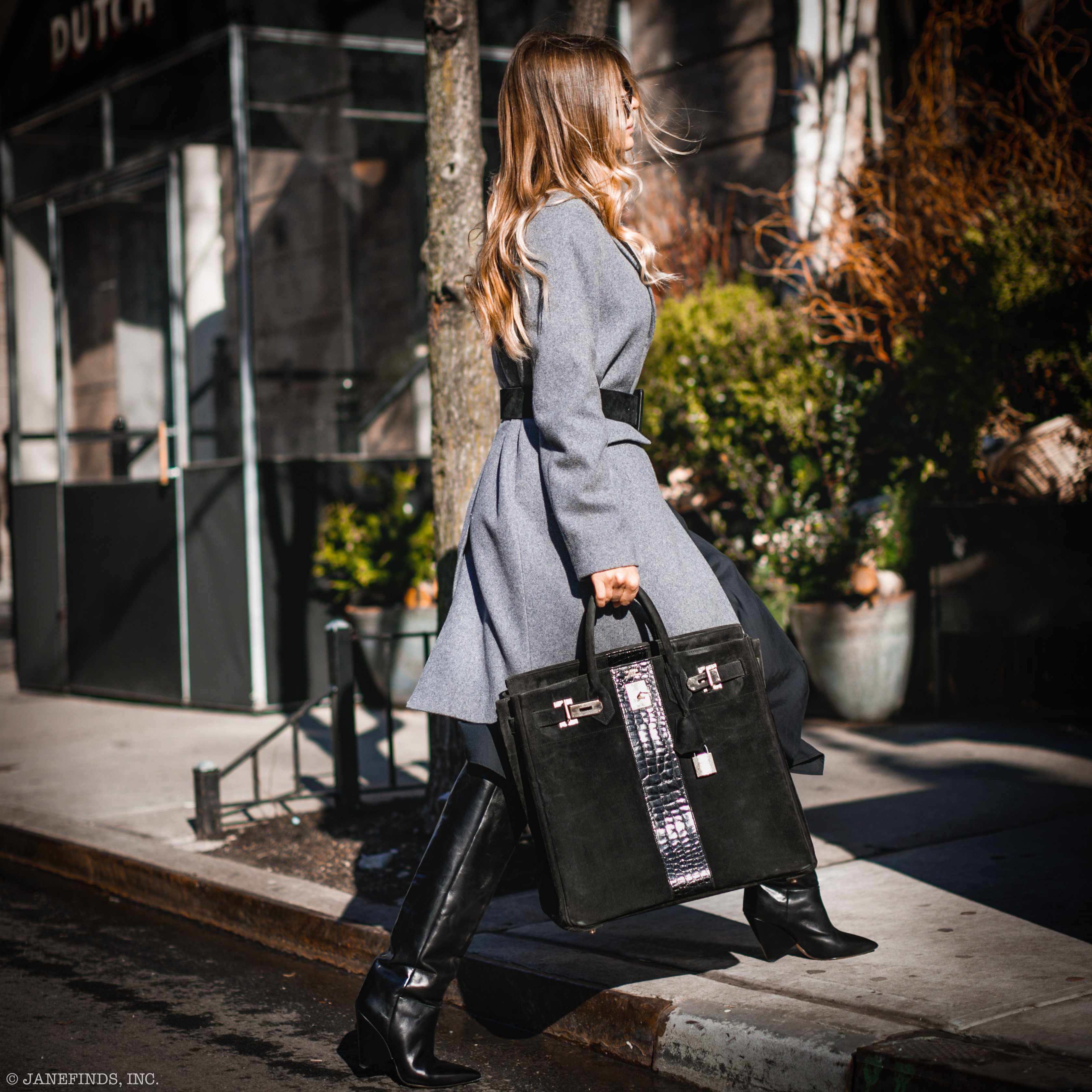 Hermès Birkin 40 HAC Black Doblis Suede and Crocodile Gold Hardware