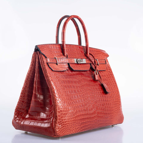 Hermès Birkin 40 Rouge H Matte Porosus Crocodile with Palladium Hardware