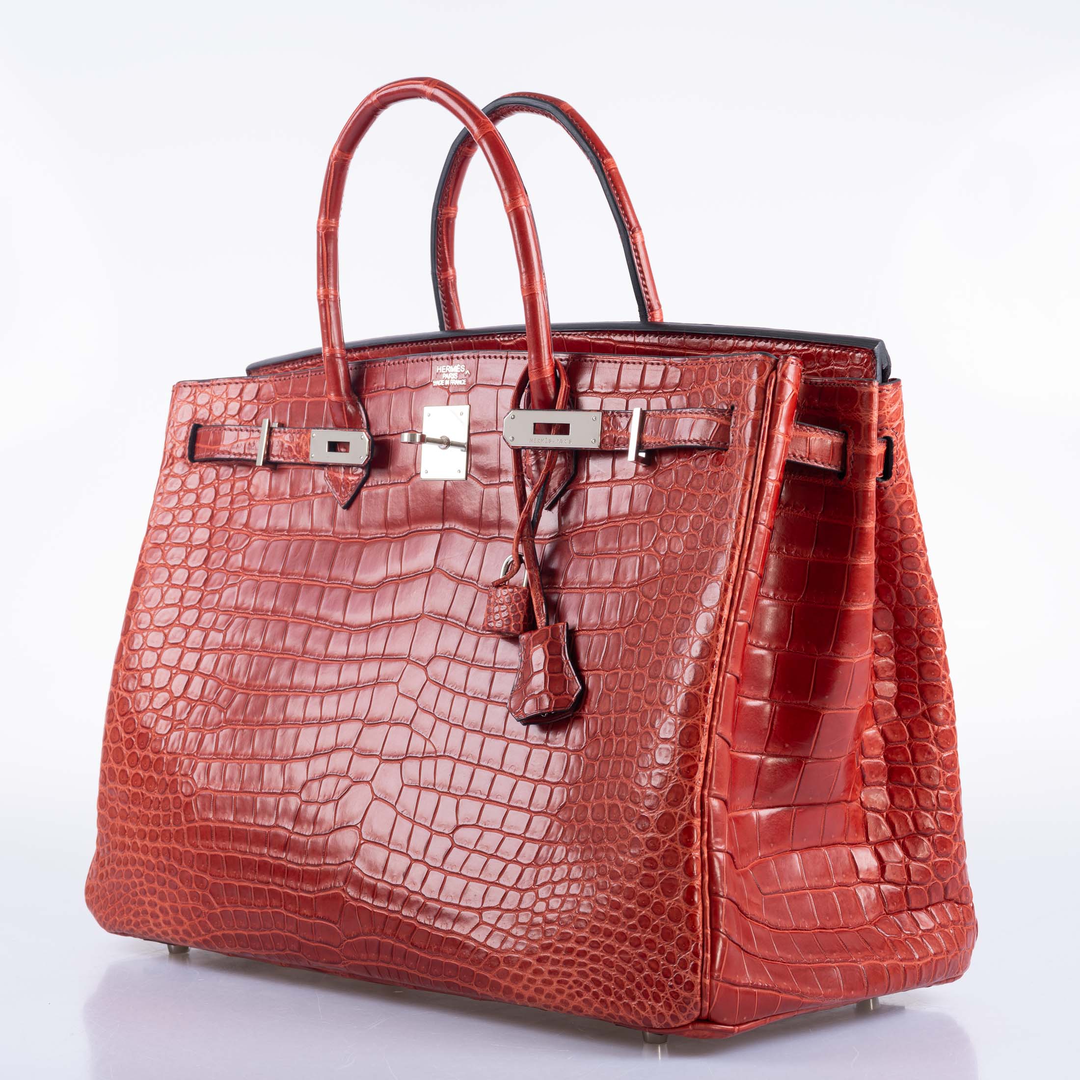 Hermès Birkin 40 Rouge H Matte Porosus Crocodile with Palladium Hardware