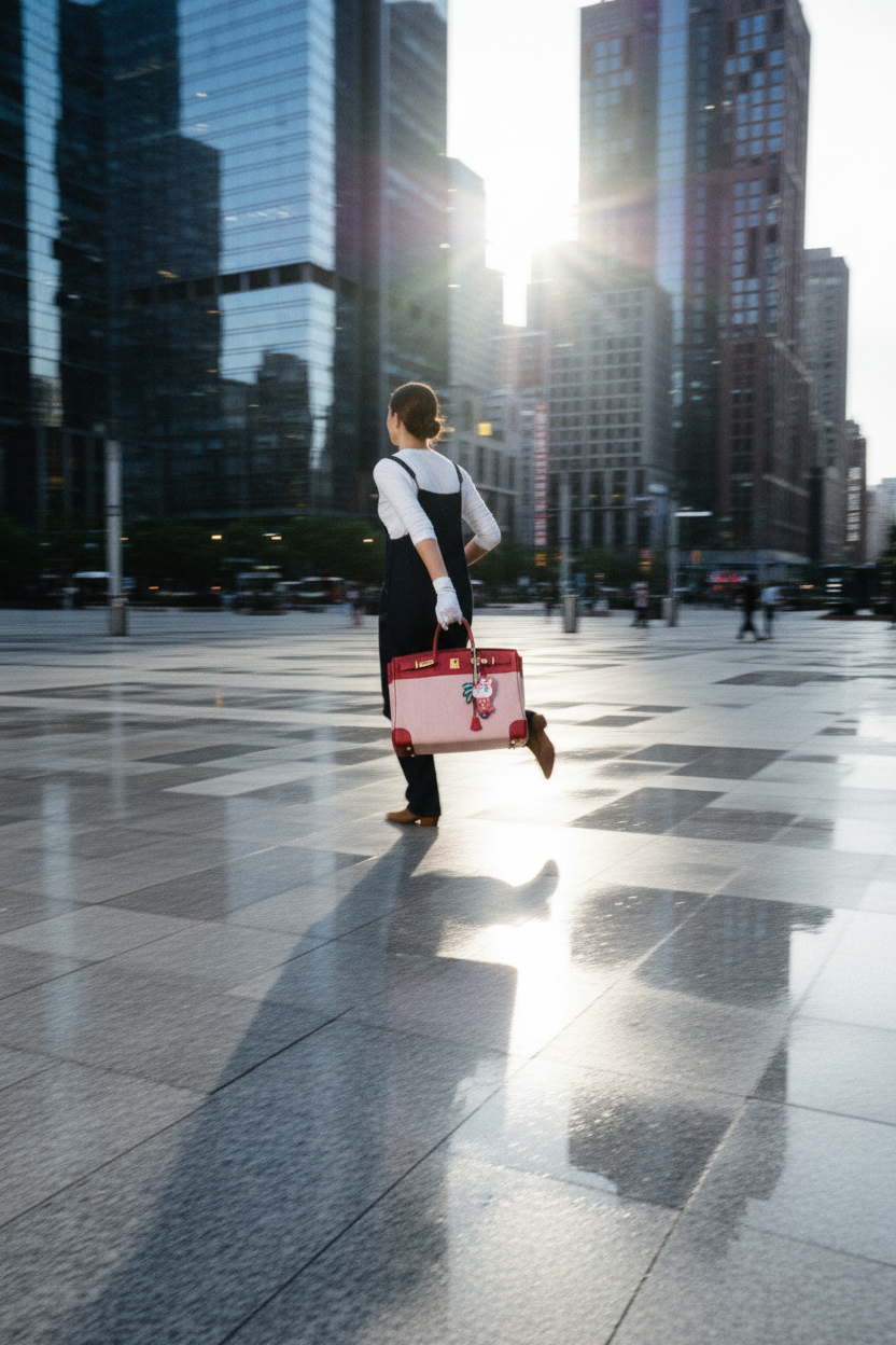 Hermès Birkin 40 Rouge Vif Toile and Courchevel with Gold Hardware