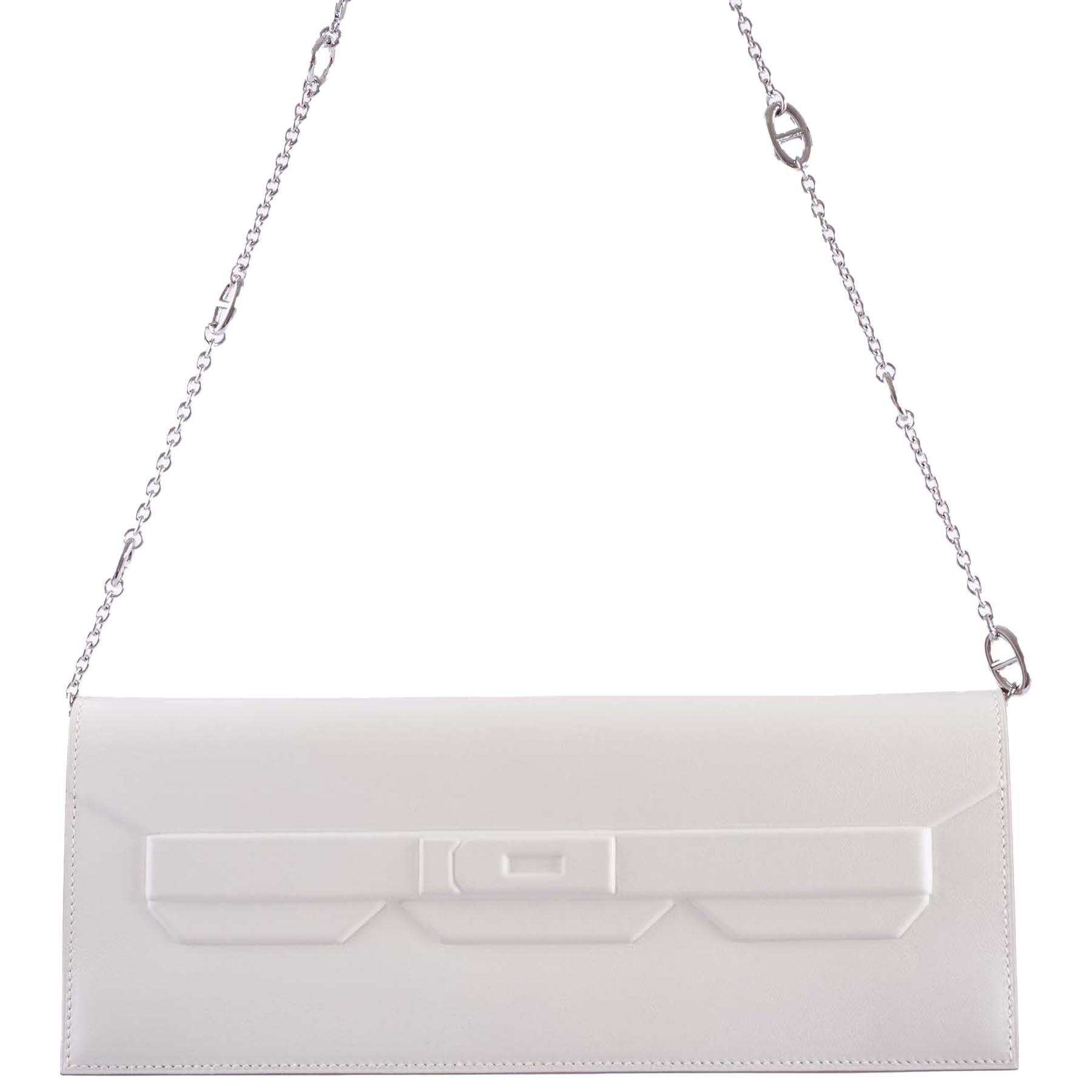 Hermes Birkin Shadow Clutch Swift Gris Pale